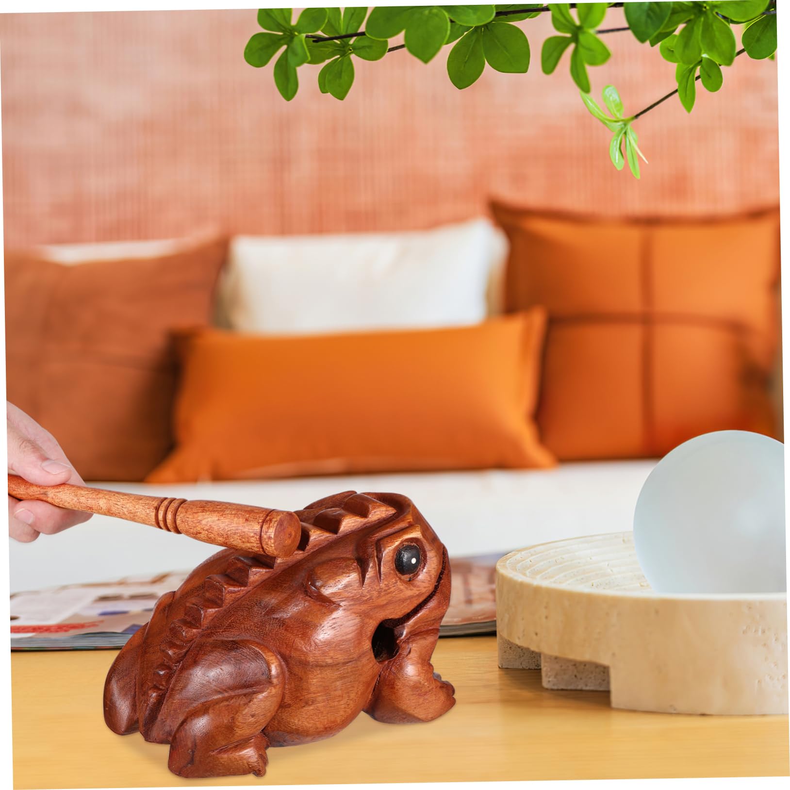 ifundom 3piezas Artesanías Que Producen Sonidos de Madera Instrumento Musical de Madera Bloque de Sonido Animal Sapo Cerdo Búho para Decoración Infantil