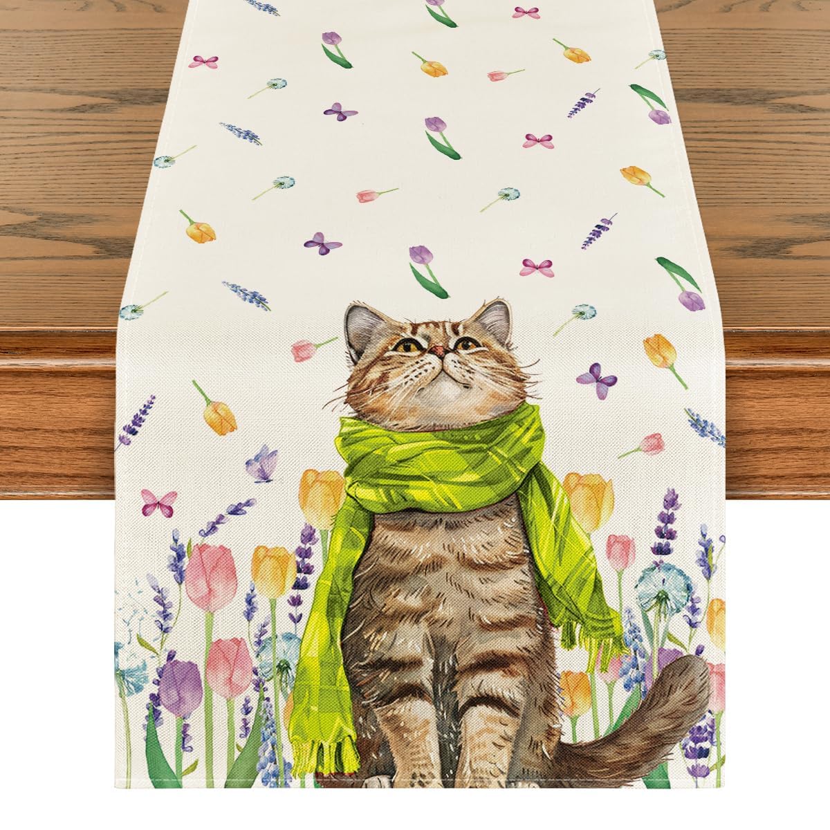 Runner Da Tavolo Pasquale Con Tulipani E Coniglietti - 40x240cm, Lavabile, Decorazione Primaverile - Foto 7