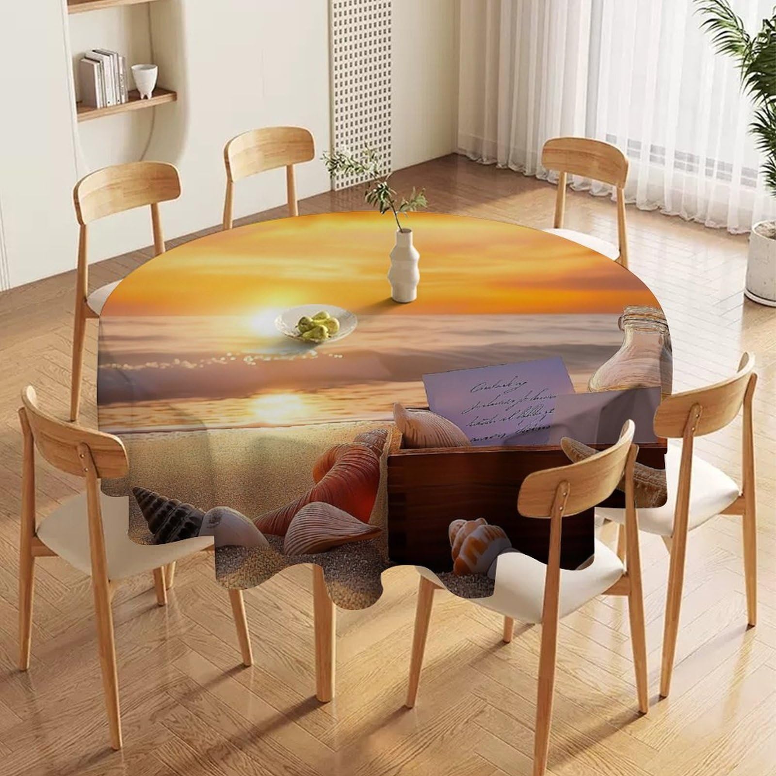 ORDOBO 3D Print Round Tablecloth - Blue Abstract Fashion Waterproof Dust-Proof Table Cover For Dinner Kitchen Holiday Home Protect Table Decoration 177X177Cm