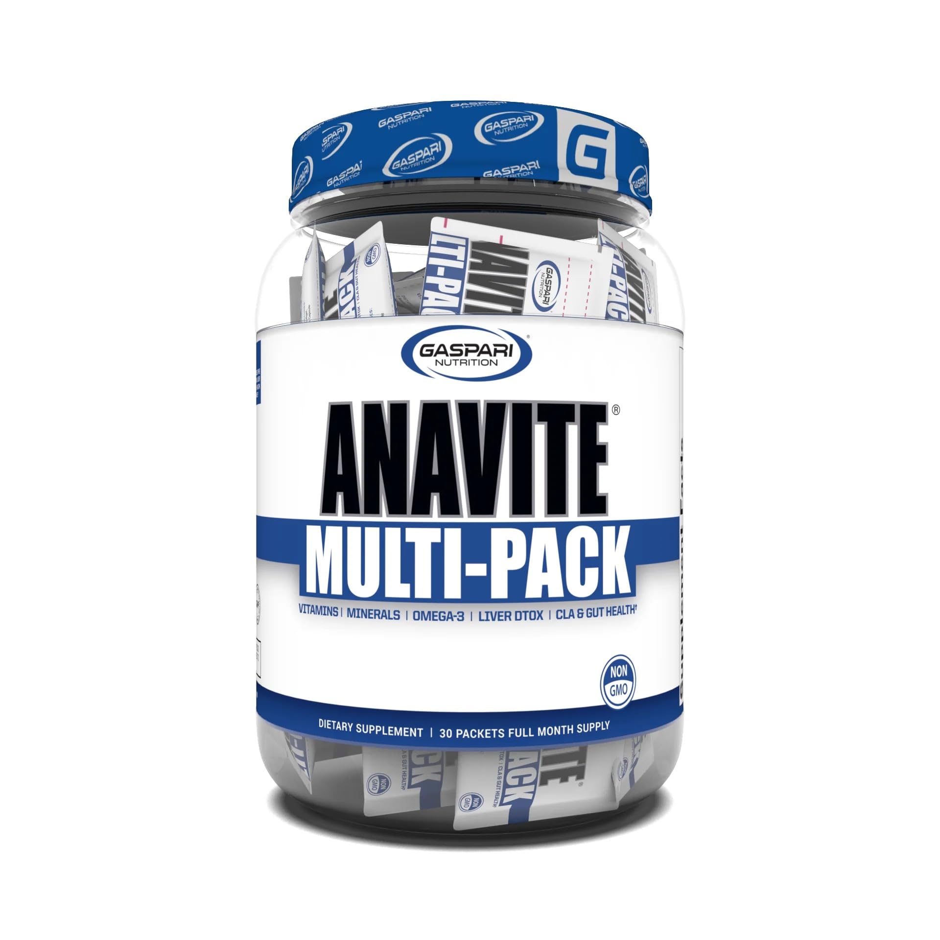 Gaspari Nutrition Anavite, Full Spectrum Multi-Vitamin Packs, Anavite Multivitamins, CLA, Omega 3s, Proven Gut, and Proven Liver Detox, All in 1 (30 Servings, 5