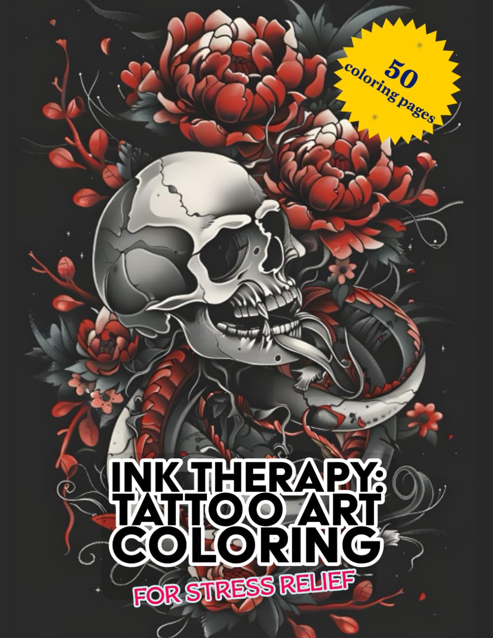 Ink Therapy: Tattoo Art Coloring for Stress Relief: Explore Beautiful Tattoo-Inspired Designs for Relaxation. Including styles like: Vintage, ... Japanese. Designed for adults