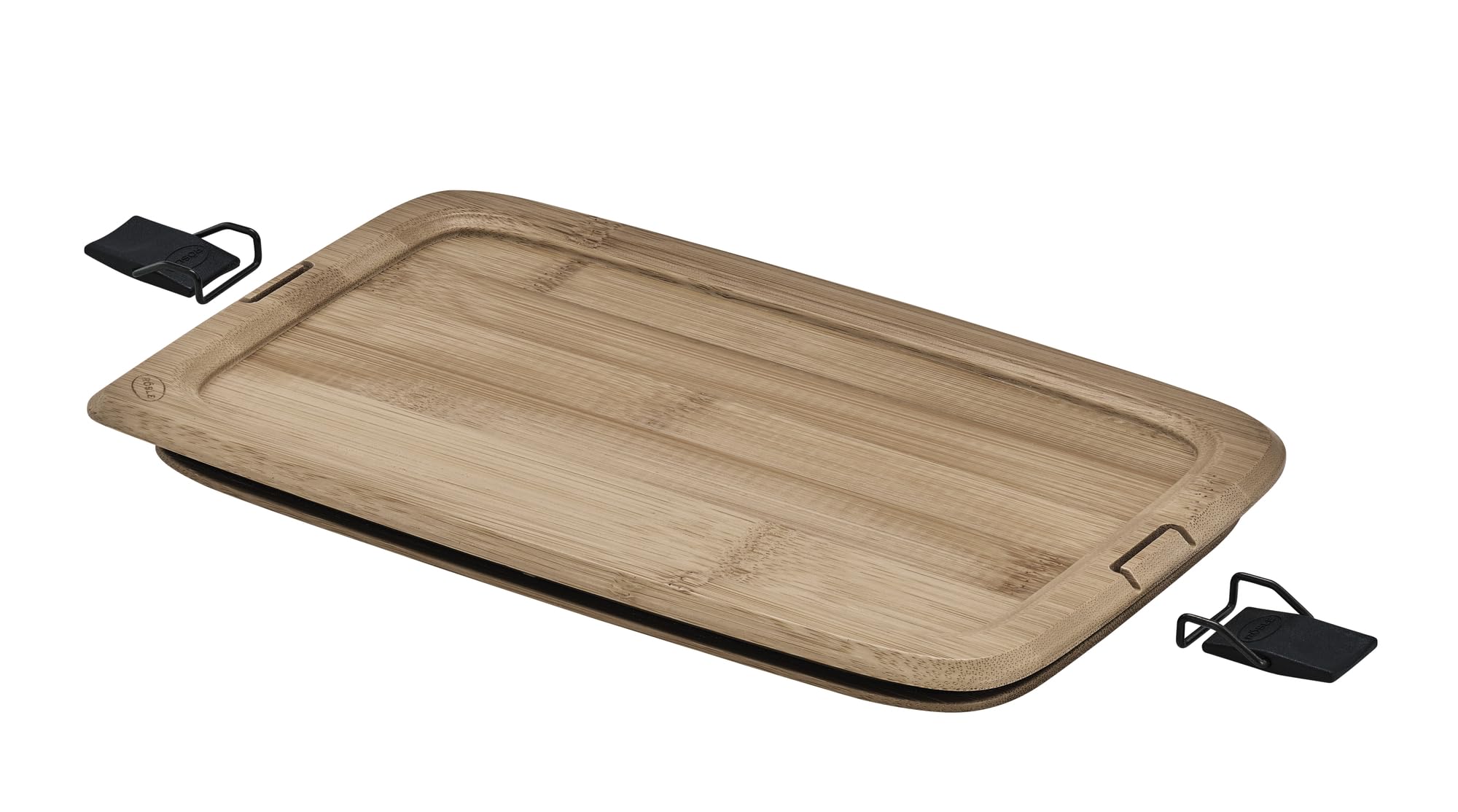 RÖSLE FLEXX 2GO 1.5 L Rectangular Bamboo Bread Lid with Clips, Silicone Lip, Can be Used as a Bread and Chopping Board, Wood-Coloured
