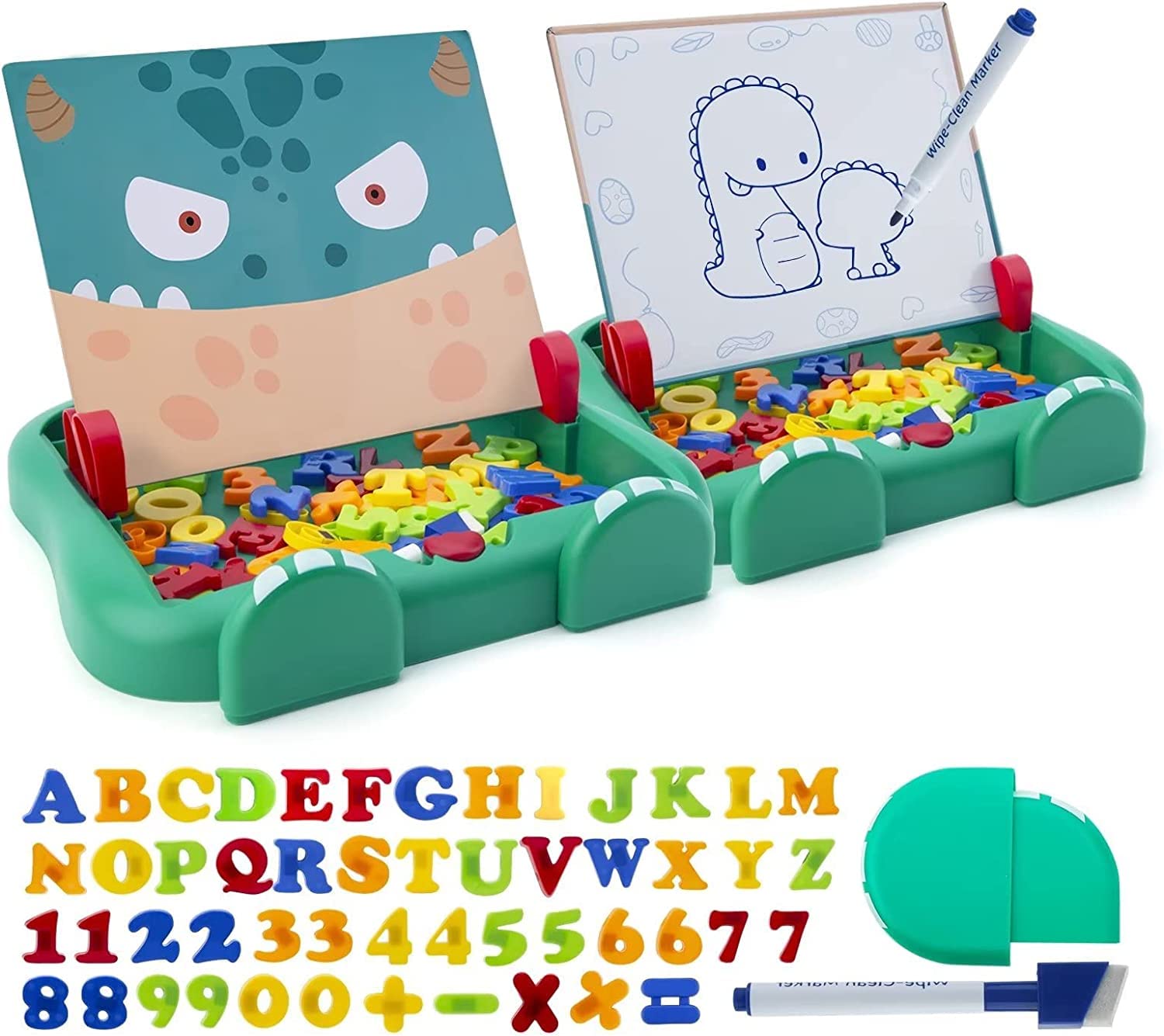 Gaubi Magnetic Drawing Board, 2 in 1 Easel for Kids, Magnetic Letters and Numbers for Toddlers 1-3,ABC Alphabet Educational Learning Toys for Children Double Side Dry Erase Board, Valentines Day Gifts