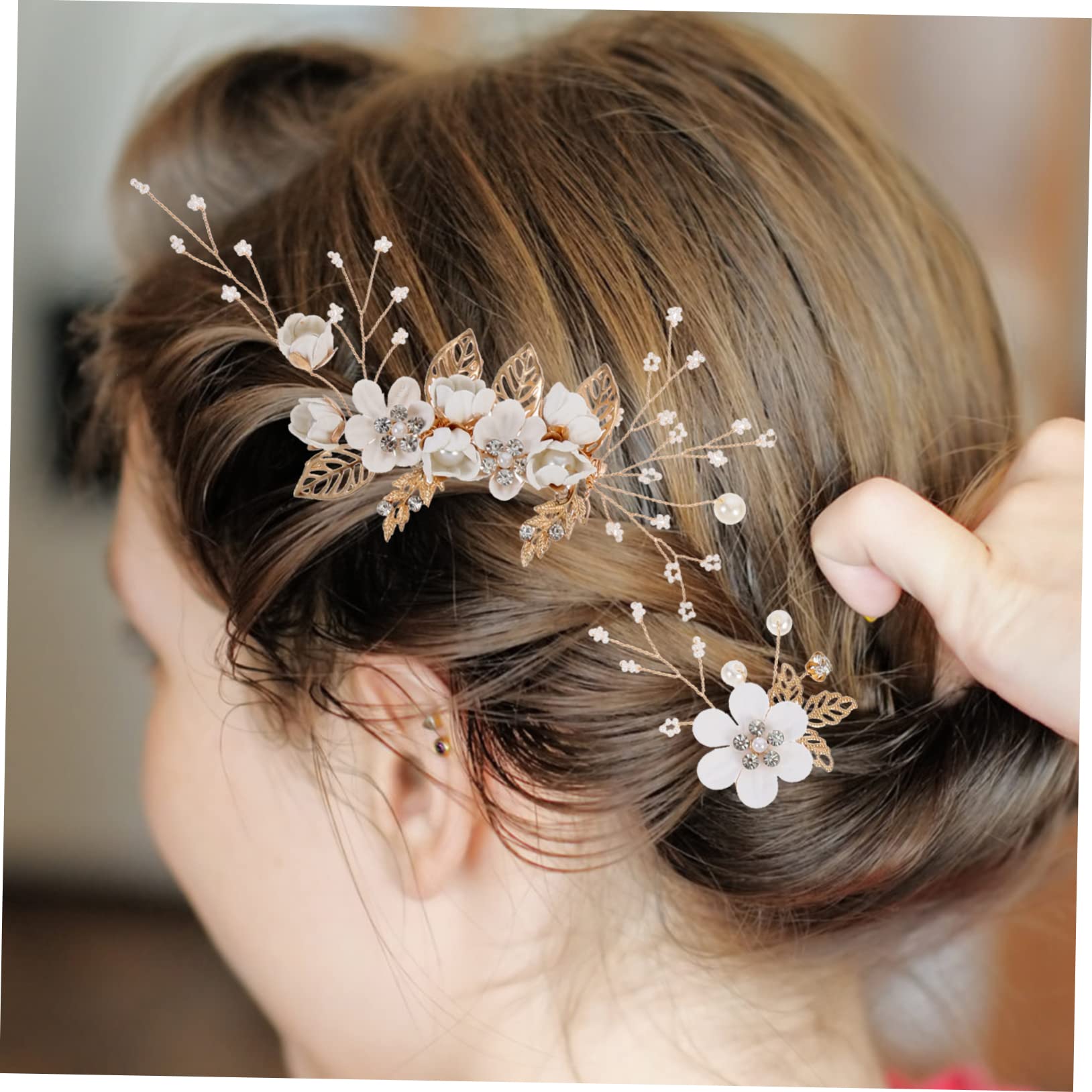 9 peines de novia para mujer, peines para el cabello para mujer, accesorios dorados, pasadores de cristal, joyería para el cabello, dama de honor, blanca, gema de aleación