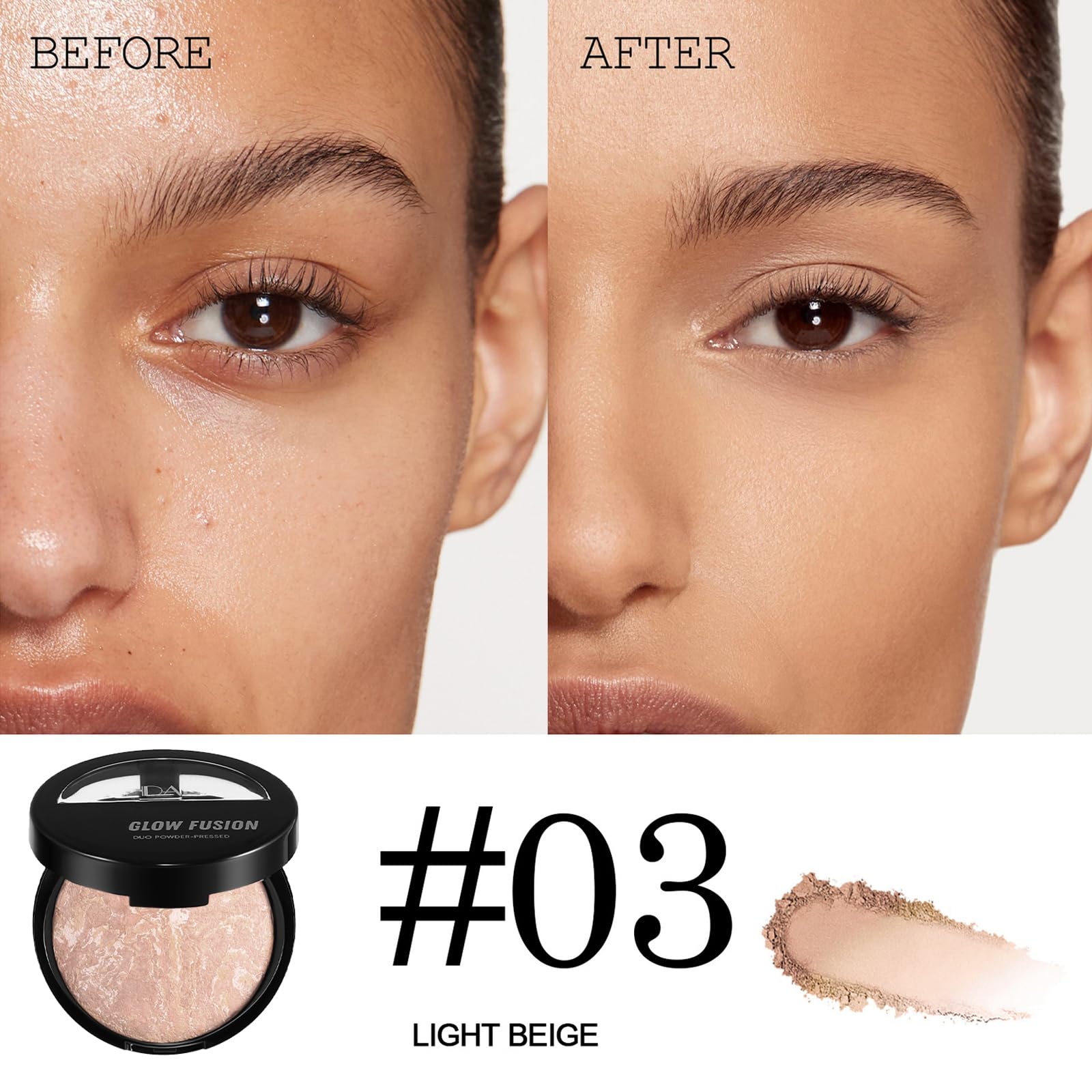 Foundation for Mature Skin Baked Foundation Brighten Color Correcting, Shimmer Brick Pressed Bronzer - Image 2