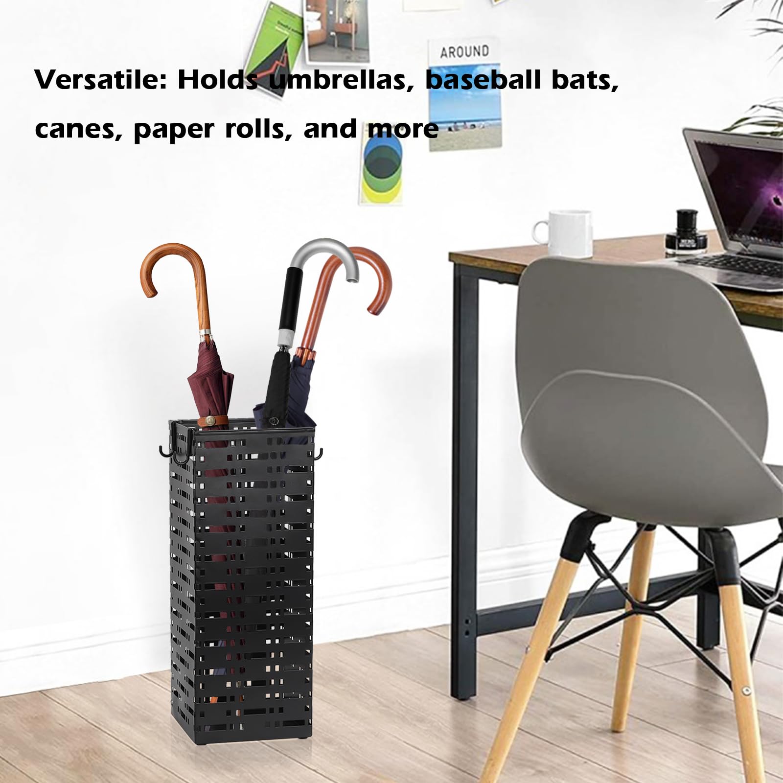 Portaombrelli SONGMICS In Metallo Con Vaschetta Scolapioggia - Design Traforato Bianco Per Ingresso - Foto 12