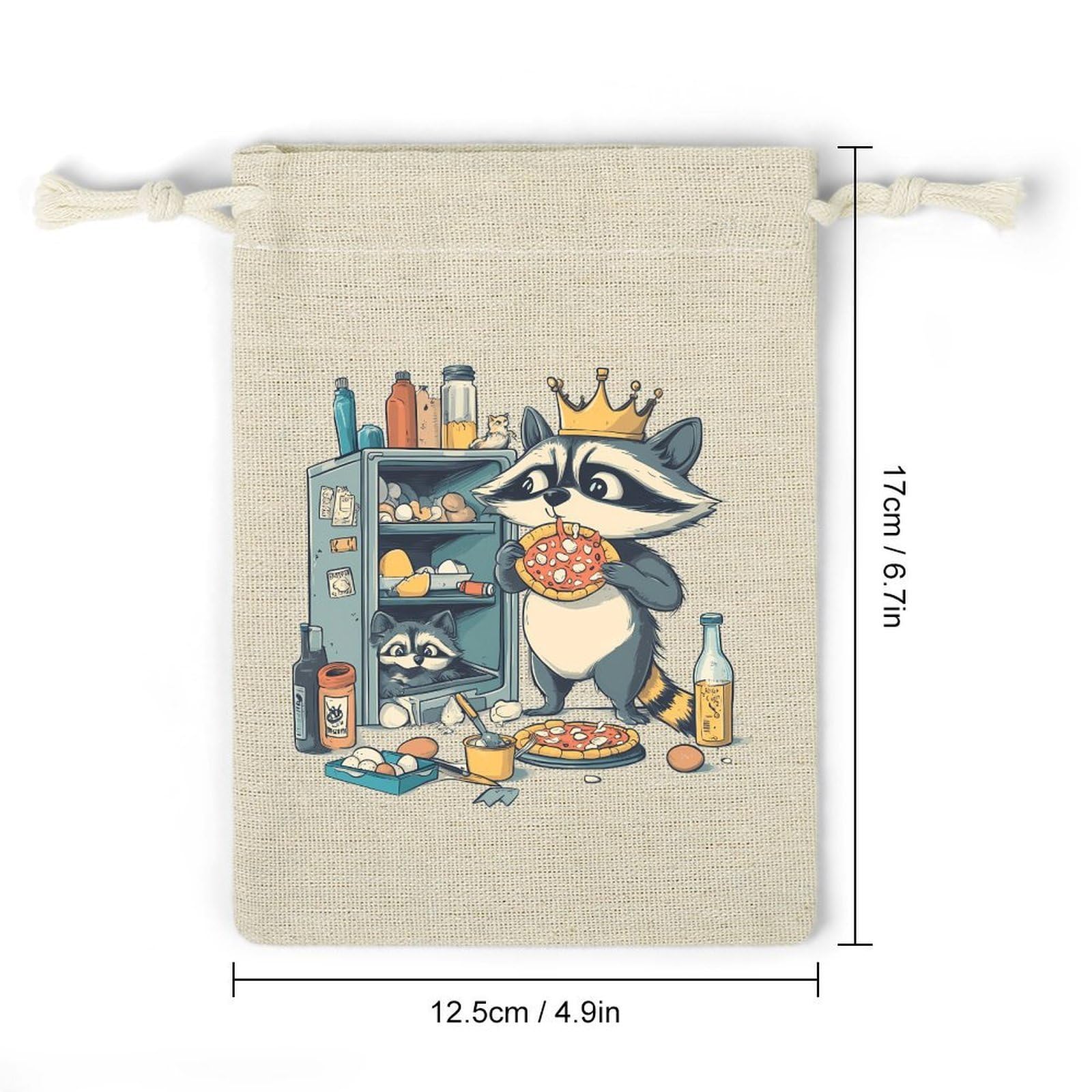 Raccoon And Leftovers 8 Pack Small Gift Bags Cotton And Linen Drawstring Pockets Sachet Bag for Party Home Supplies