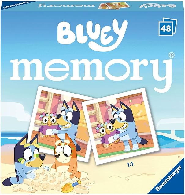 Ravensburger Bluey Mini Memory - Matching Picture Snap Pair Game For Kids Age 3 Years and Up