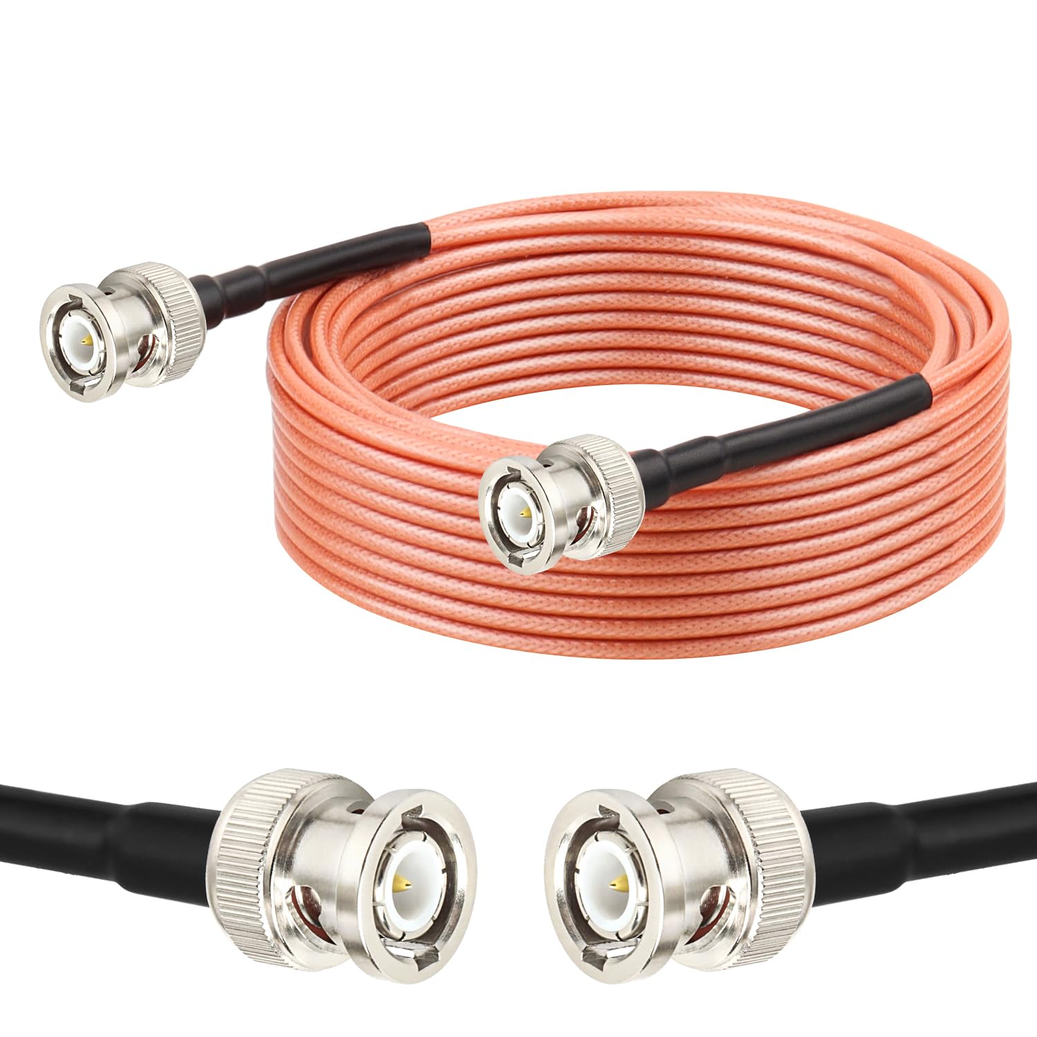 MOOKEERF RG316 BNC Male to Male Cable - 12FT BNC Cable 50 Ohm for Ham Radio, Network Analyzer, Modem, Oscilloscope, Signal Generator, Attenuator etc.