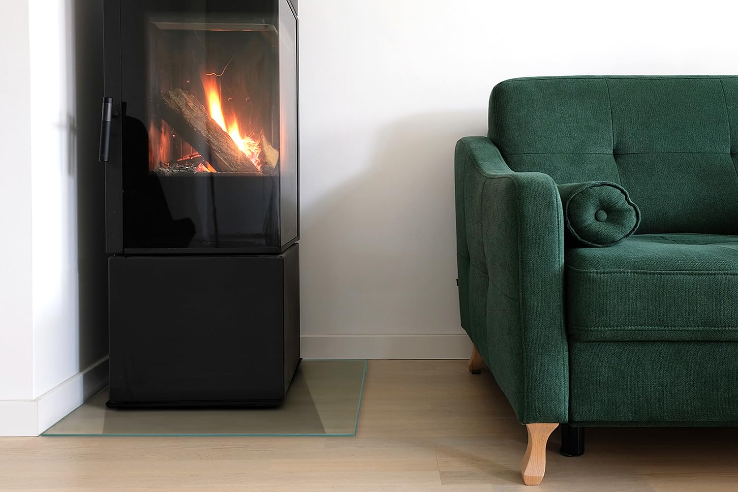 Lastra per Camino di Vetro Temperato 60x60 cm Rettangolare Duraturo Sicurezza Domestica Base per Stufa Protezione Dalle Ccintille Protezione per Pavimenti Resistente Alle Alte Temperature