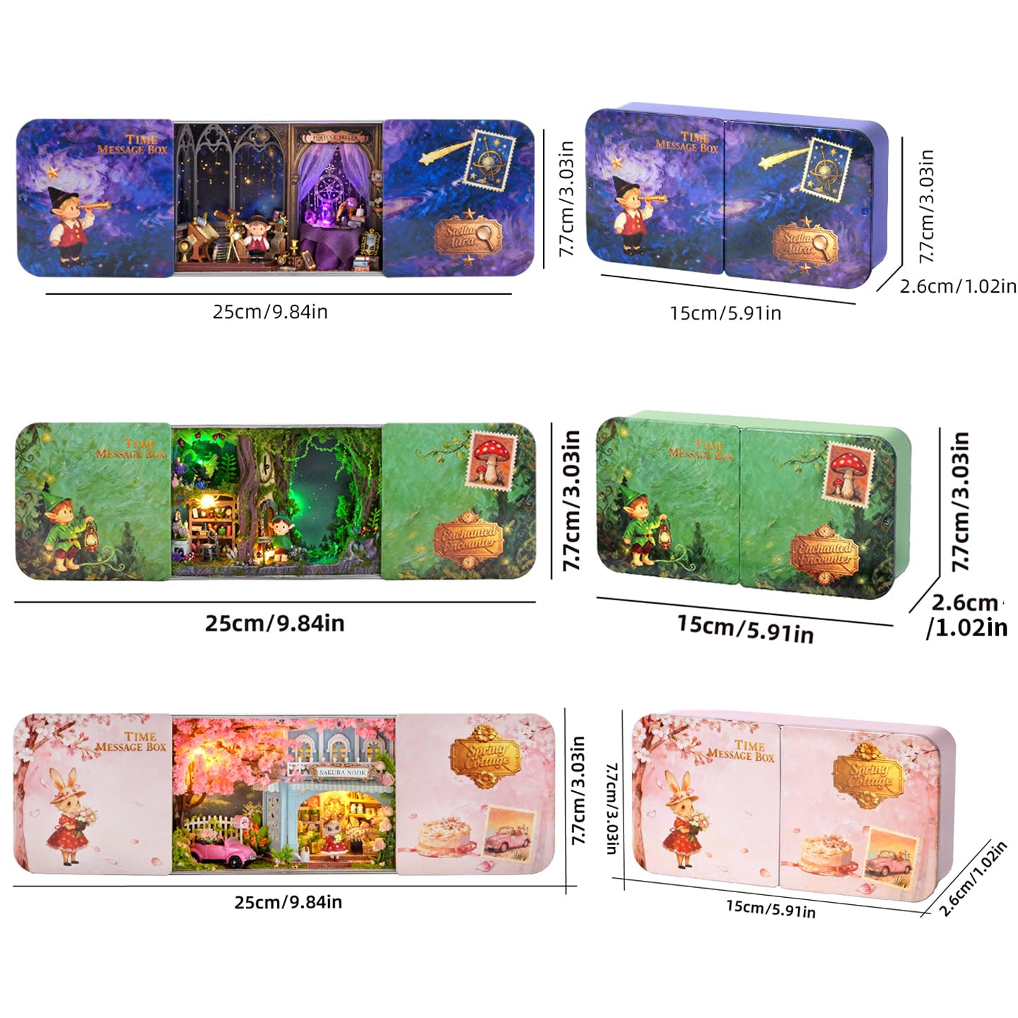 Kit fai da te per casa in miniatura, per adulti, scatola di ferro, kit per casa giocattolo, mobili in miniatura, regalo creativo per San Valentino e matrimonio (3 pezzi)