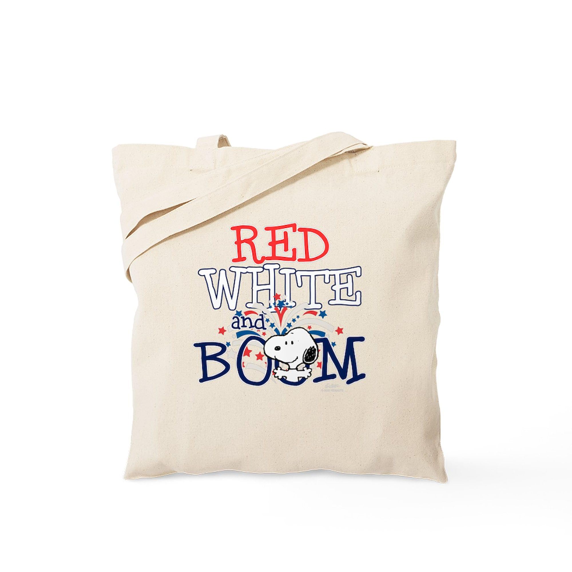 CafePress Snoopy Red White And Boom Natural Canvas Tote Bag, Reusable Shopping Bag
