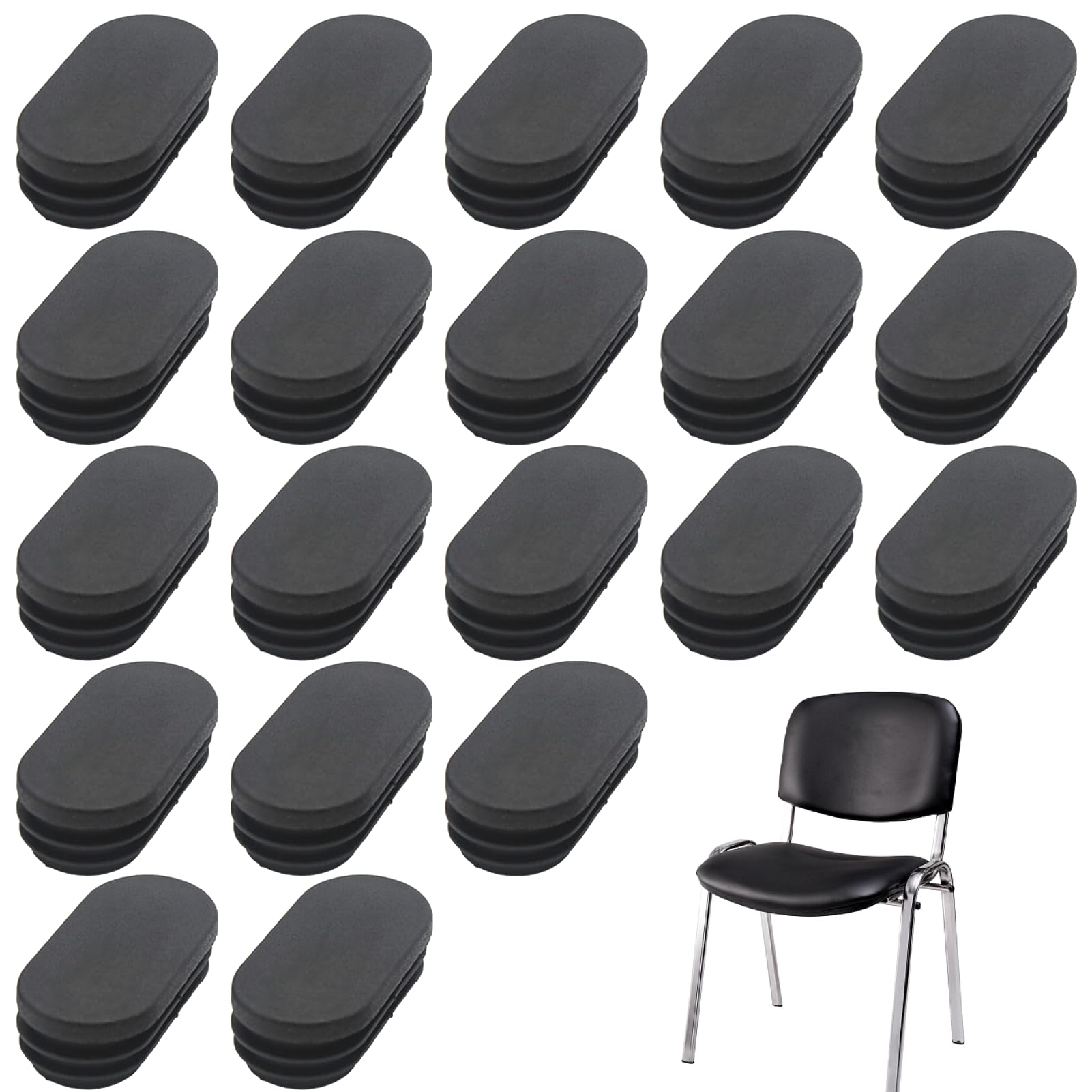 4 Piedini di fissaggio della scocca/sedia, plastica, nero per tubi 4 Piedini di fissaggio della scocca/sedia, plastica, nero per tubi