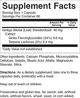 Vista 2 de Ginkgo Biloba 40 mg 60 Caps por Nature's Blend