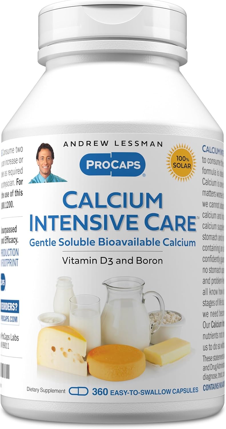 ANDREW LESSMAN Calcium Intensive Care - 360 Capsules - Maintains Healthy Bone and Skeletal Tissues. Vitamin D, Boron. Ultra-Fine, Highly Absorbable Powder in Easy-to-Swallow Capsule. No Additives.