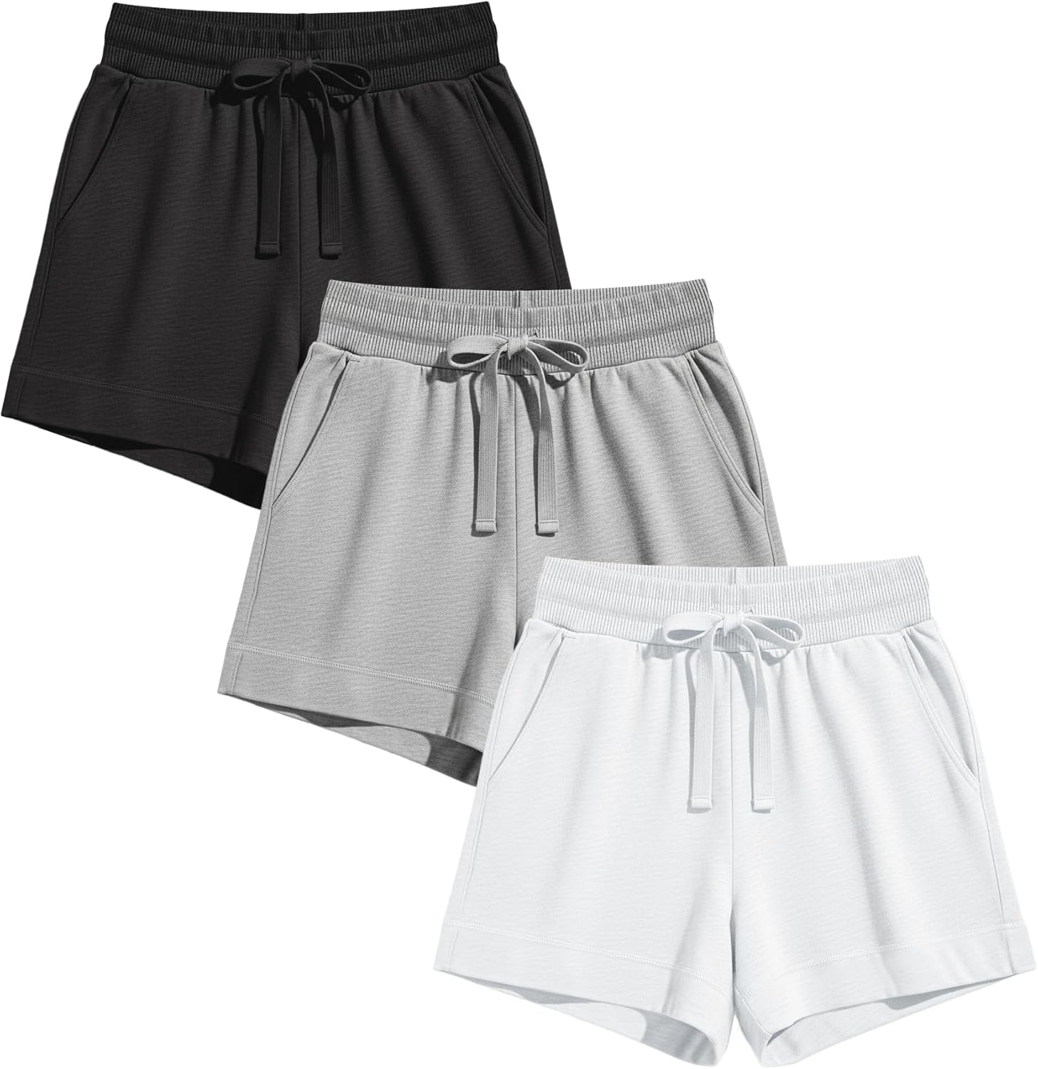 Sexy Basics Women's 3 Pack Active Wear Lounge Yoga Gym Casual Sport Shorts