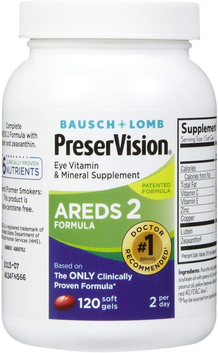 PreserVision AREDS 2 Vitamin &amp; Mineral Supplement, Soft Gels 120 ea