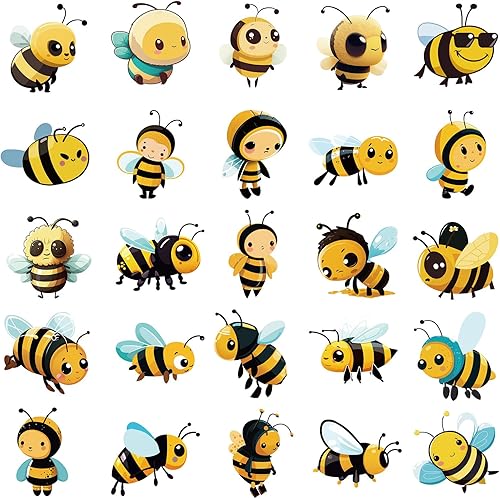 Miniatura 4 de 50 calcomanías de abeja de dibujos animados para botella de agua, calcomanías de vinilo impermeables para laptop, patineta, guitarra, teléfono,
