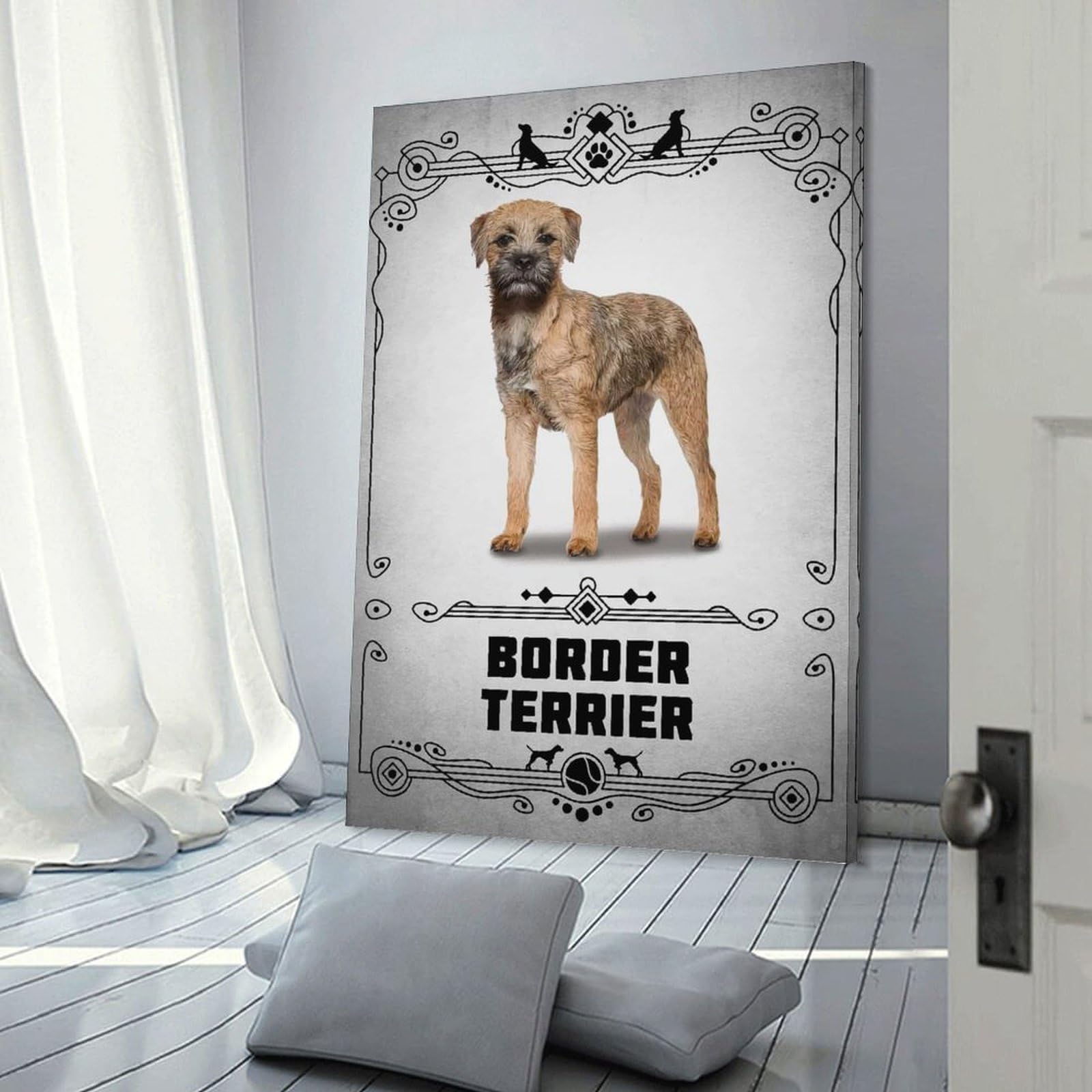 Junmoney Border Terrier Room Decor Wall Art, 20x30inch(50x75cm), for Bedroom Walls, Guest Spaces Or Lounges, Stylish Decor for A Restful Room Update