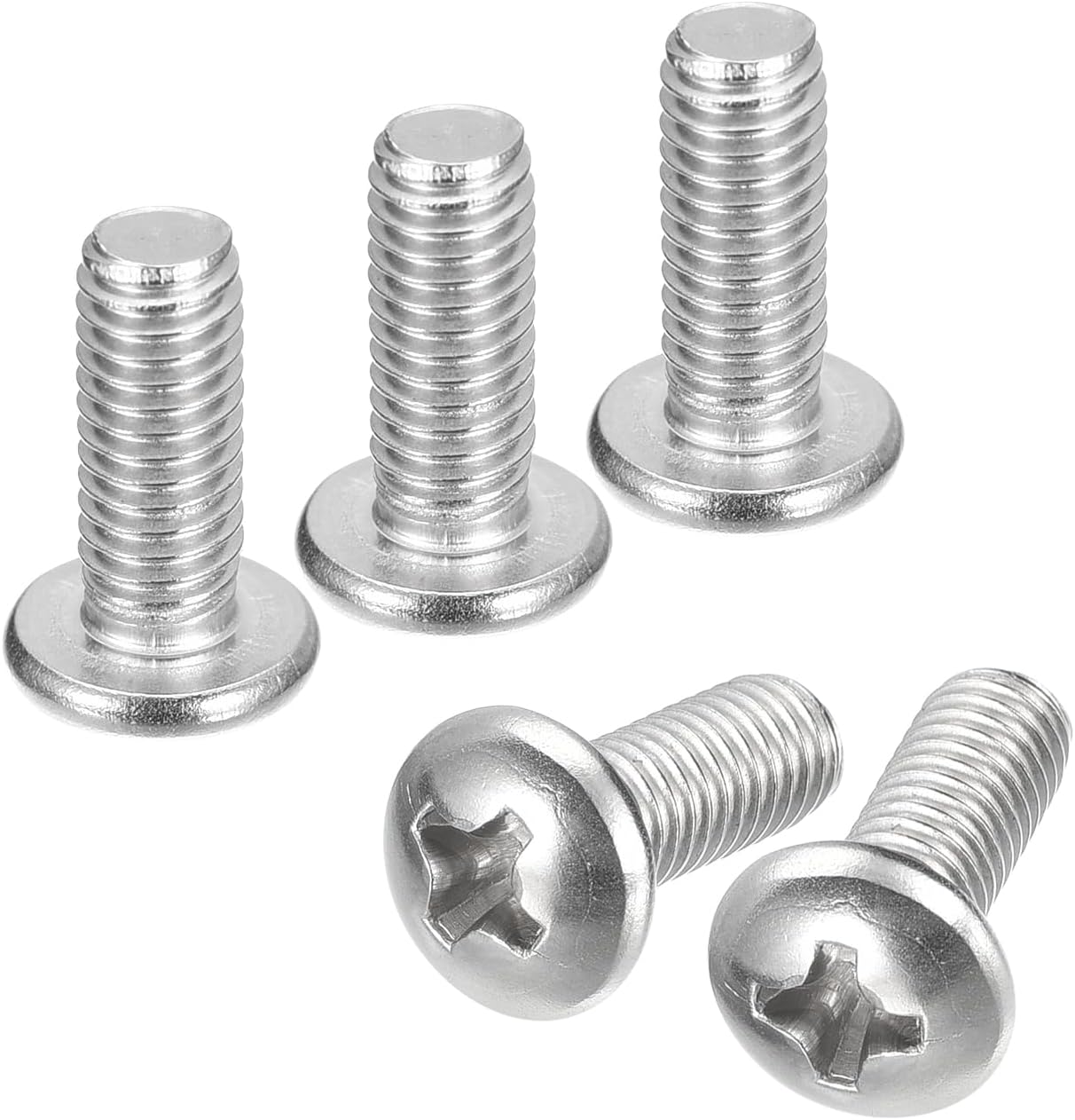 uxcell #10-32x1/2 Pan Head Machine Screws, 304 Stainless Steel 18-8 Screw, Phillips Drive, Fully Threaded, Bright Finish, Pack of 20