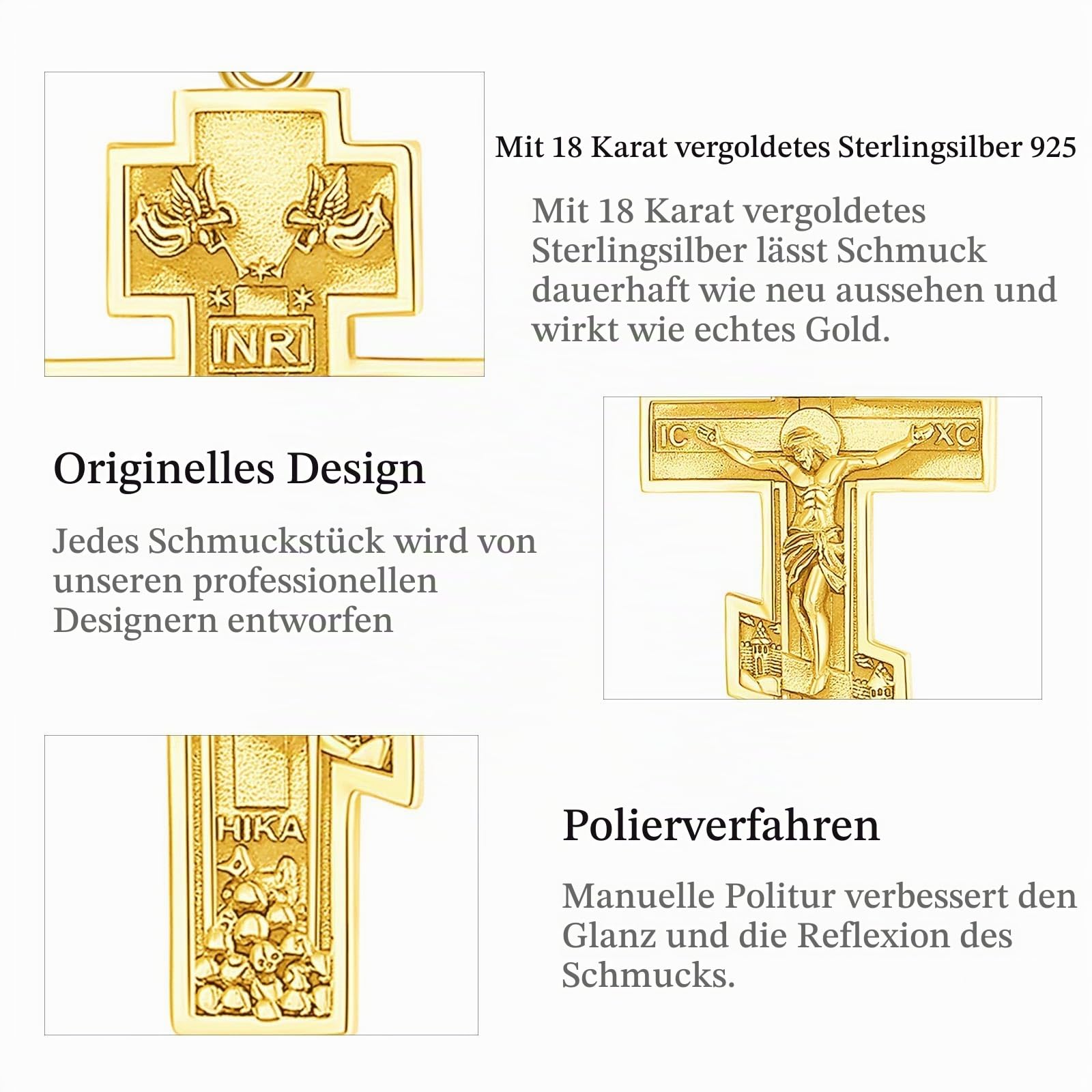 CELESTIA Kreuz Kette Herren Damen Silber 925 Jesus Heiliger Christophorus Anhänger Orthodox Kreuz Kruzifix Kette Männer Halskette Christen Christliche Geschenke