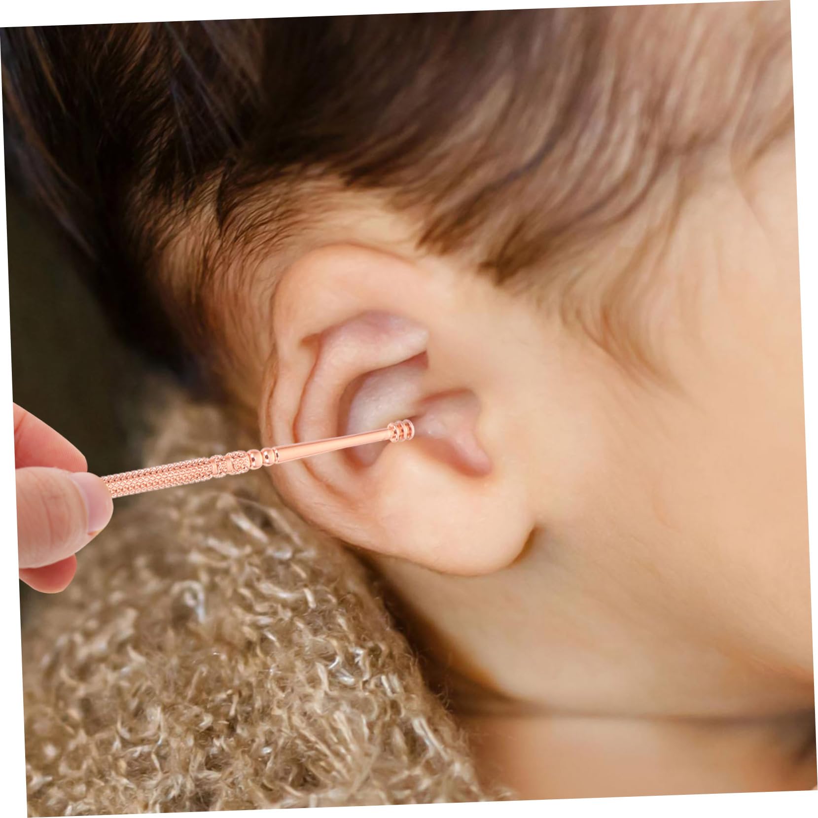 FRCOLOR Daily Use Spiral Massage Ear Canal Cleaner Earwax Removal Spoon Rose Gold Stainless Steel Comfortable and Safe for Ears