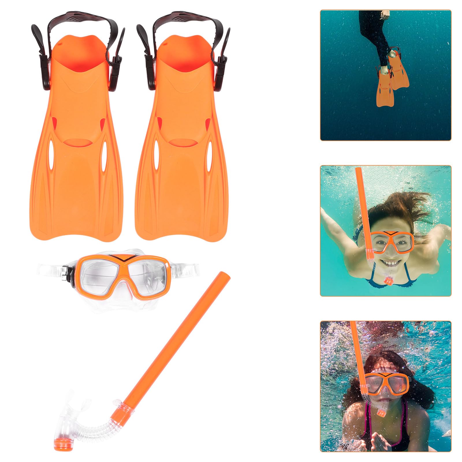 Kit de Snorkeling Garçon et Filles Léger en Plastique Orange Masque de Plongée et Tuba, Design Simple pour Réduire la Fatigue Mâchoire, pour Natation