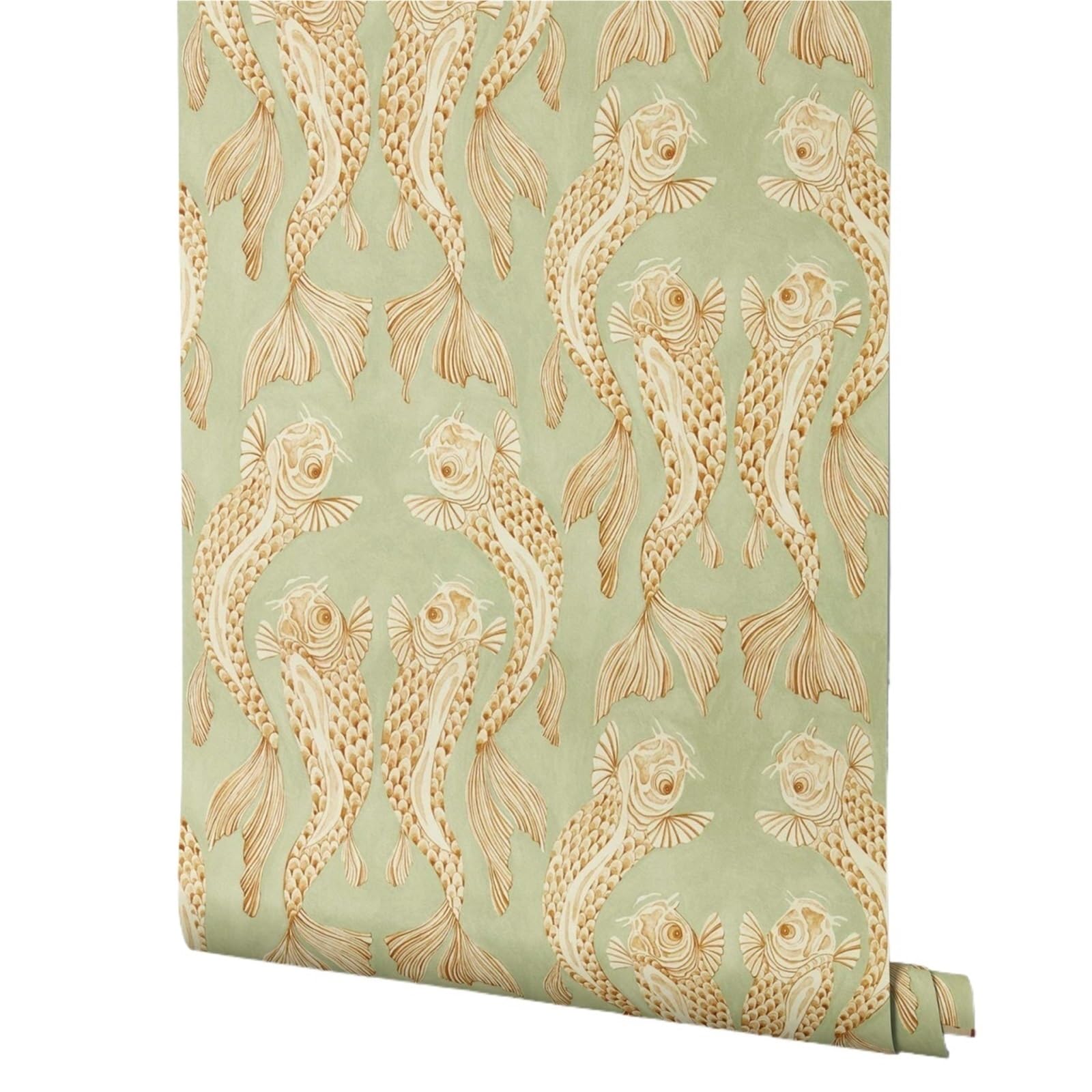 LUYSGBXR Fish Wallpaper Water Garden Voyaging Koi Fish Wallpaper, Coastal Ocean Peel Stick, Marine Self Adhesive Wall Paper(Peel and Stick)
