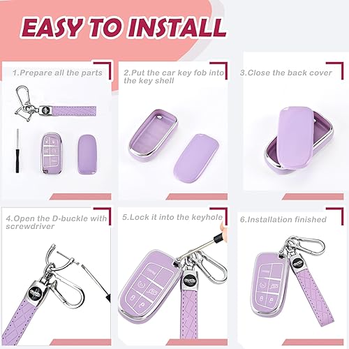 Miniatura 5 de Funda para llavero para Dodge Charger, accesorios Challenger  Se adapta a 3, 4, 5 botones, carcasa protectora de llave inteligente de TPU para