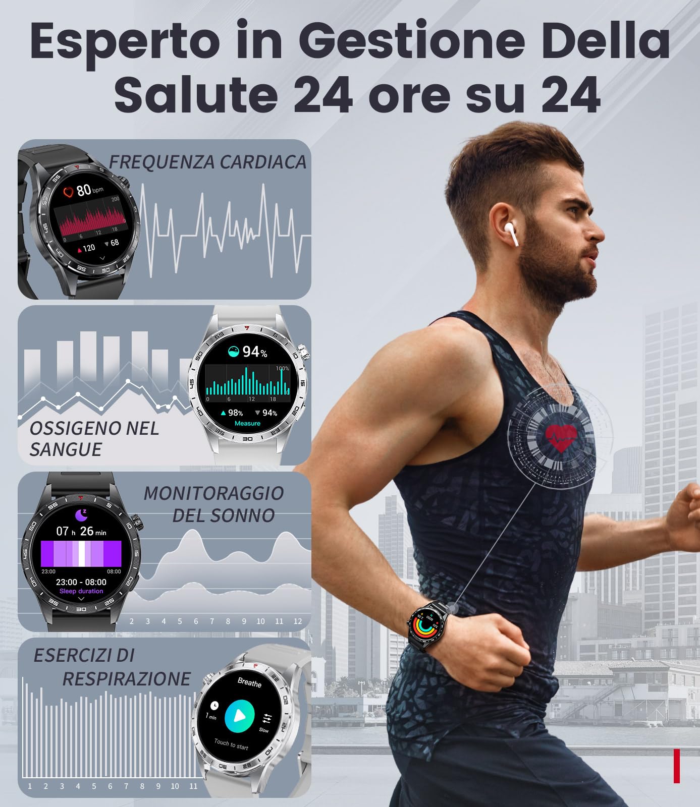 FOXBOX 2024 Smartwatch Uomo con 3 Cinturini 1.43"AMOLED Orologio Smartwatch con Chiamate Bluetooth, 400mAh 110+ Modalità Sportive,IP68 Impermeabile Sonno/Cardiofrequenzimetro per Android iOS,Nero