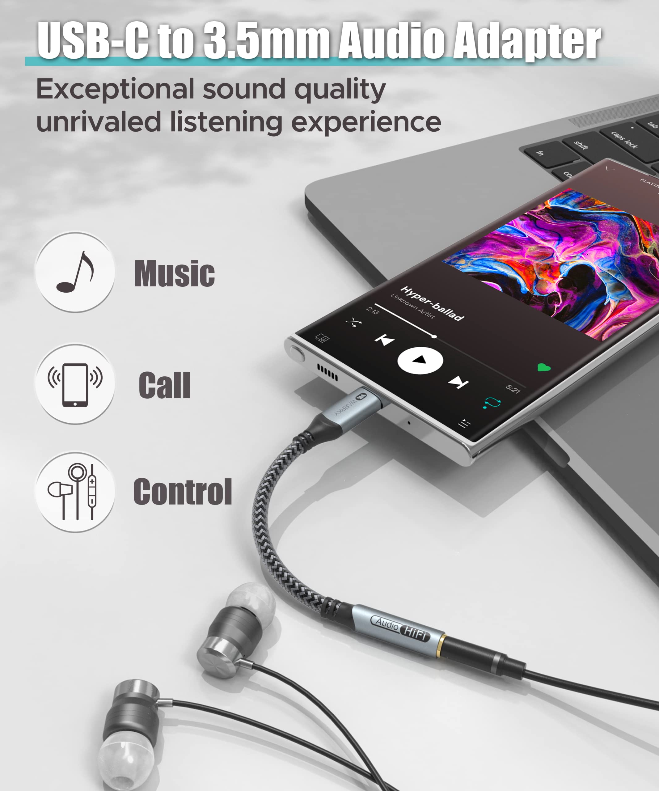 Buy USB C Headphones Adapter, WARRKY USB C to Aux Adapter [HiRes DAC