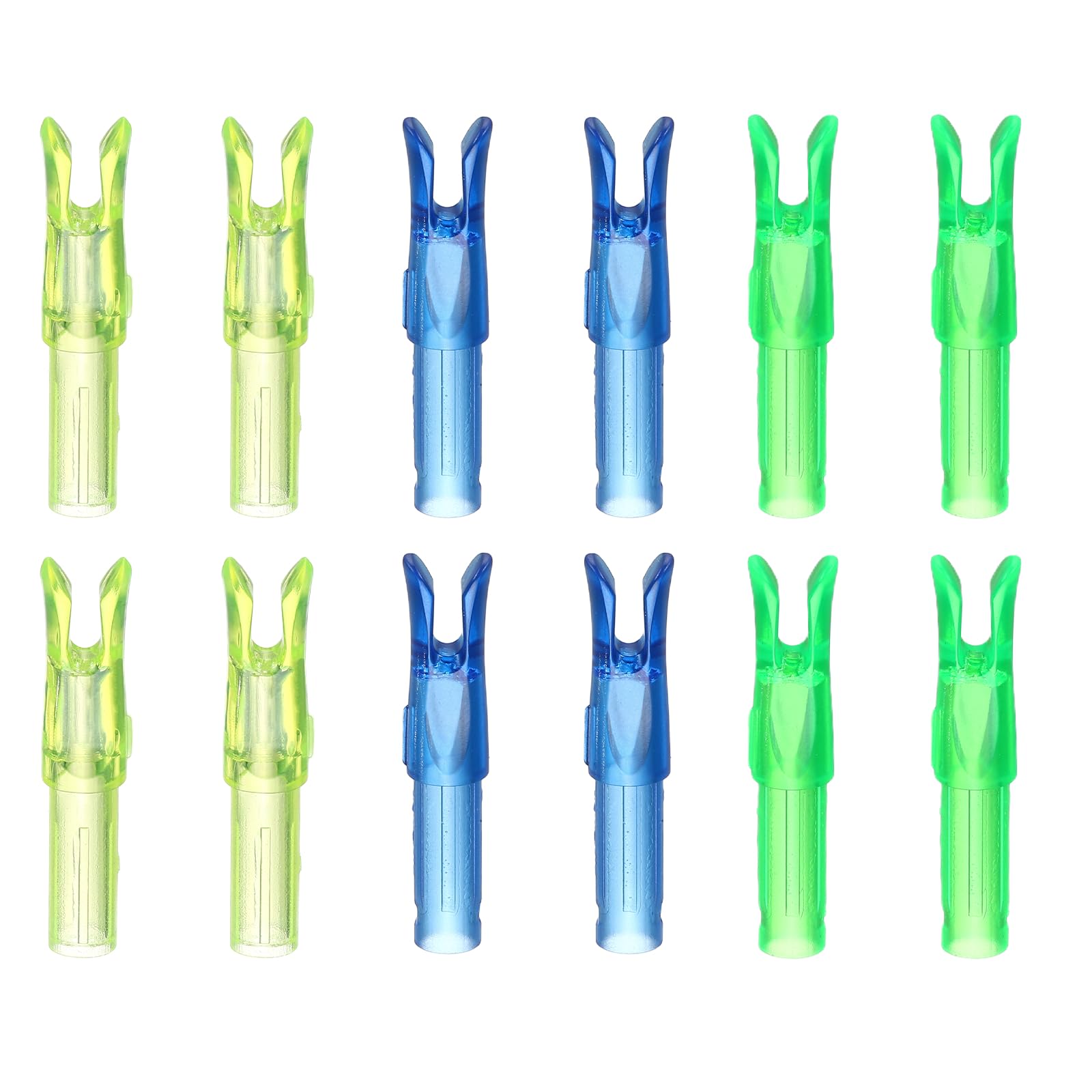 YELARXI Archery Arrow Nocks, Plastic Nocks Replacement Arrows Tail Accessory-Fitting For (DIY Hunting Shooting/Compound/Recurve Bow) 6.2MM/0.24" ID & 12 Pcs & Plastic & 3 Colors