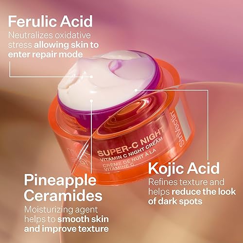 Miniatura 4 de StriVectin Super-C Night Vitamina C Crema de noche, iluminadora y reafirmante, aumenta la opacidad de la piel con ácido hialurónico, 1.7 onzas