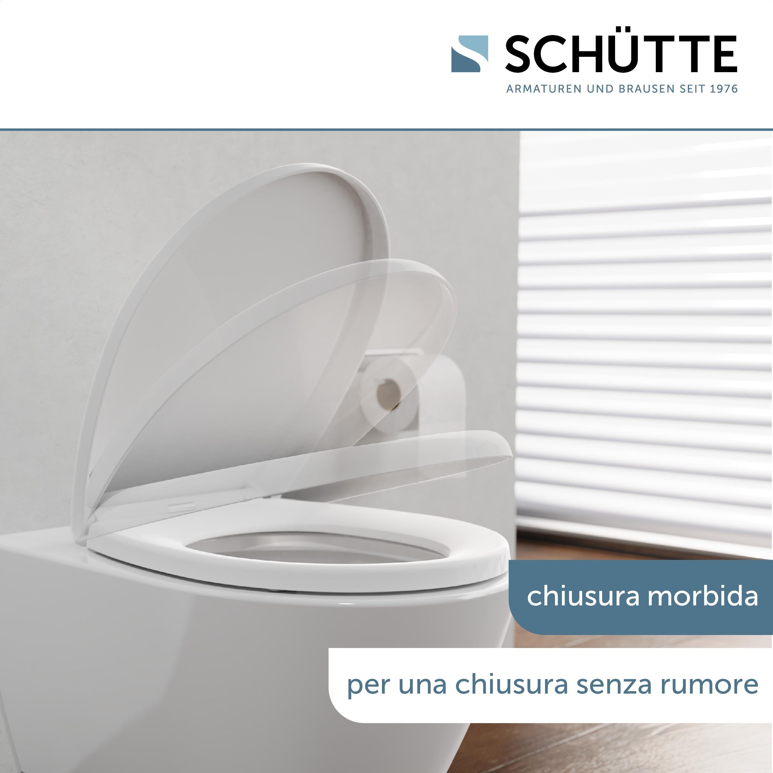 Sedile WC con abbassamento automatico, certificato TÜV, coperchio rimovibile in materiale infrangibile, facile da montare con stencil di montaggio, coperchio WC e occhiali da portata fino a 500 kg