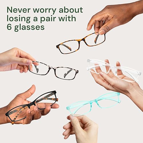 Miniatura 7 de Gaoye Paquete de 6 lentes de lectura con bloqueo de luz azul para mujeres y hombres, lectores de lupa, lentes antirrayos UV con 6 fundas de cuero
