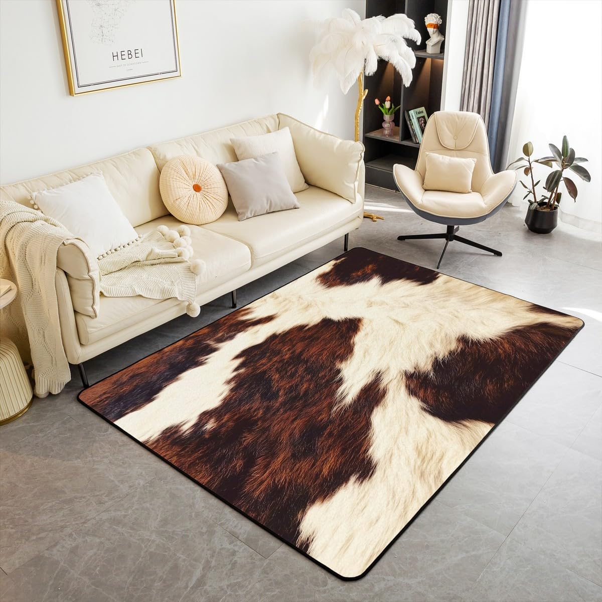 Amazon.com: (Not Real) Cow Print Living Room Rugs 3x5, Brown Beige
