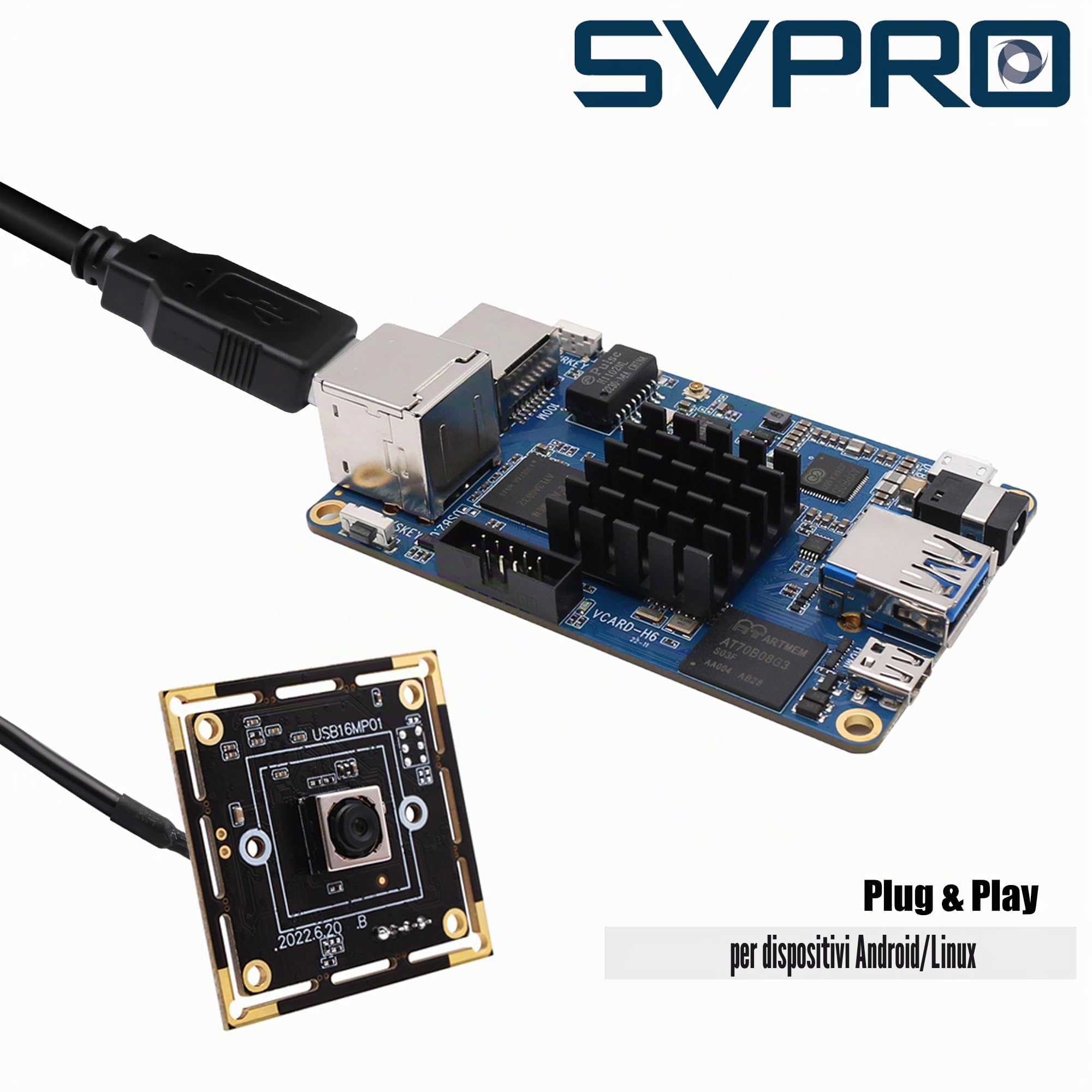 Svpro 16MP Modulo fotocamera USB autofocus per computer, fotocamera CMOS USB IMX298 per videocamera OpenCV LightBurn UVC, scheda webcam industriale per stampante 3D, Raspberry Pi, con cavo da 1m