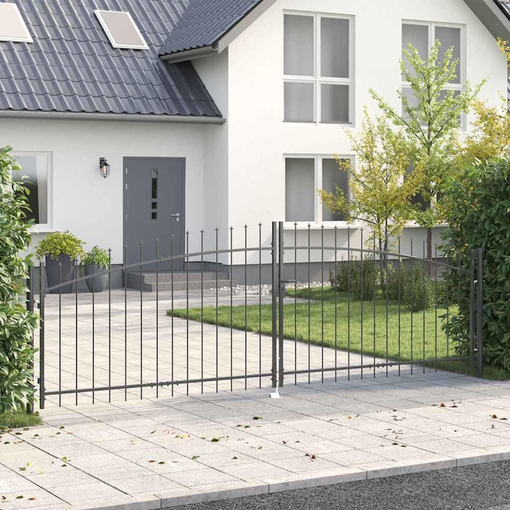 vidaXL Doppeltor mit Schloss Woerden Grau 400 x 174,5 cm Stahl, Garten- und Terrassentor, modernes U-Design, stabile Stahlkonstruktion, Schlichte Optik, sicheres Betreten, wetterfest