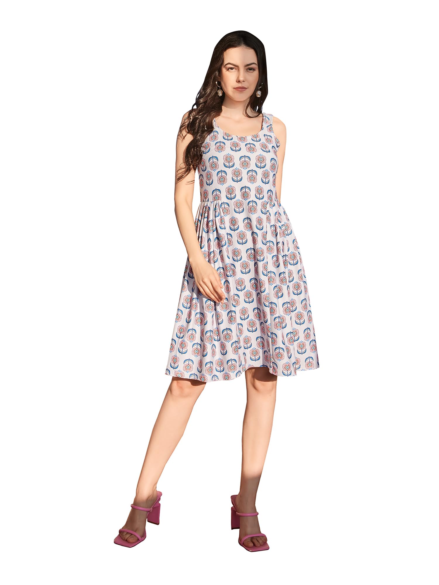 Purvaja Womens Ruched Knee Length Dress (Wini-019-Zinnia_Grey_Small)