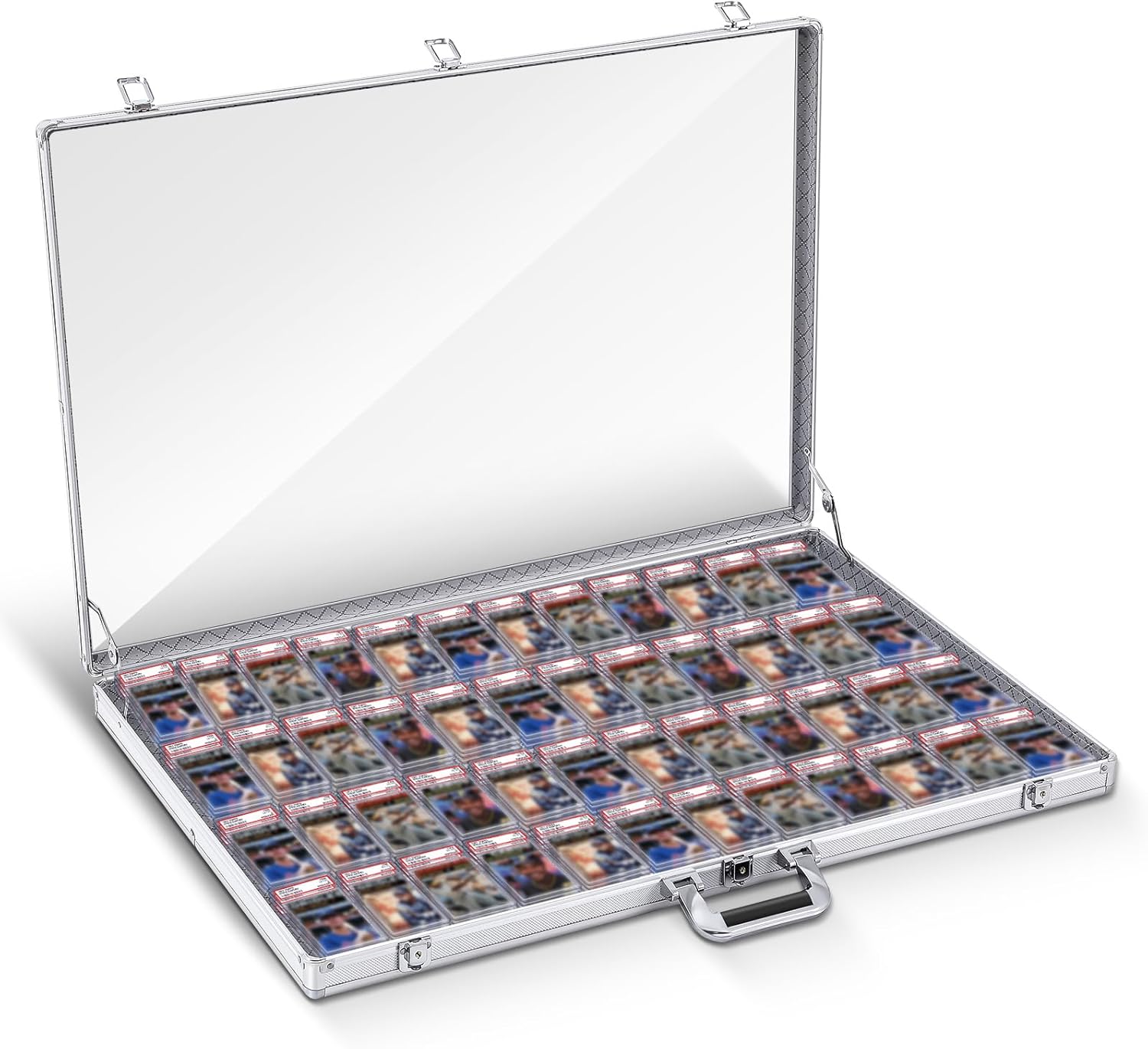 Trade Show Display Case Table Top Portable Aluminum Sports Card Display Case Frame with Clear Acrylic Showcase with Locks for Jewelry Craft Collector Shows