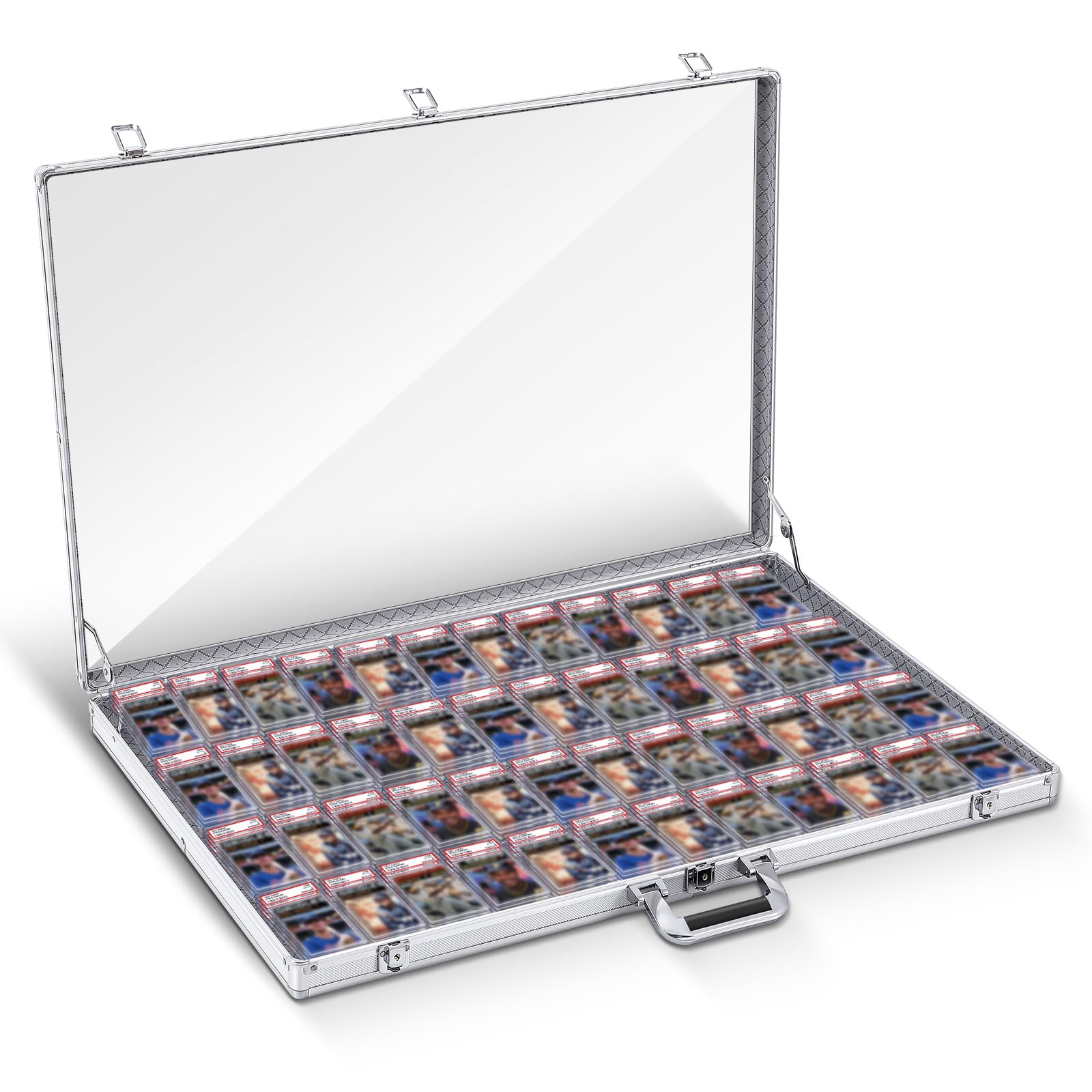 Memorywuu Trade Show Display Case Table Top Portable Aluminum Sports Card Display Case Frame with Clear Acrylic Showcase with Locks for Jewelry Craft