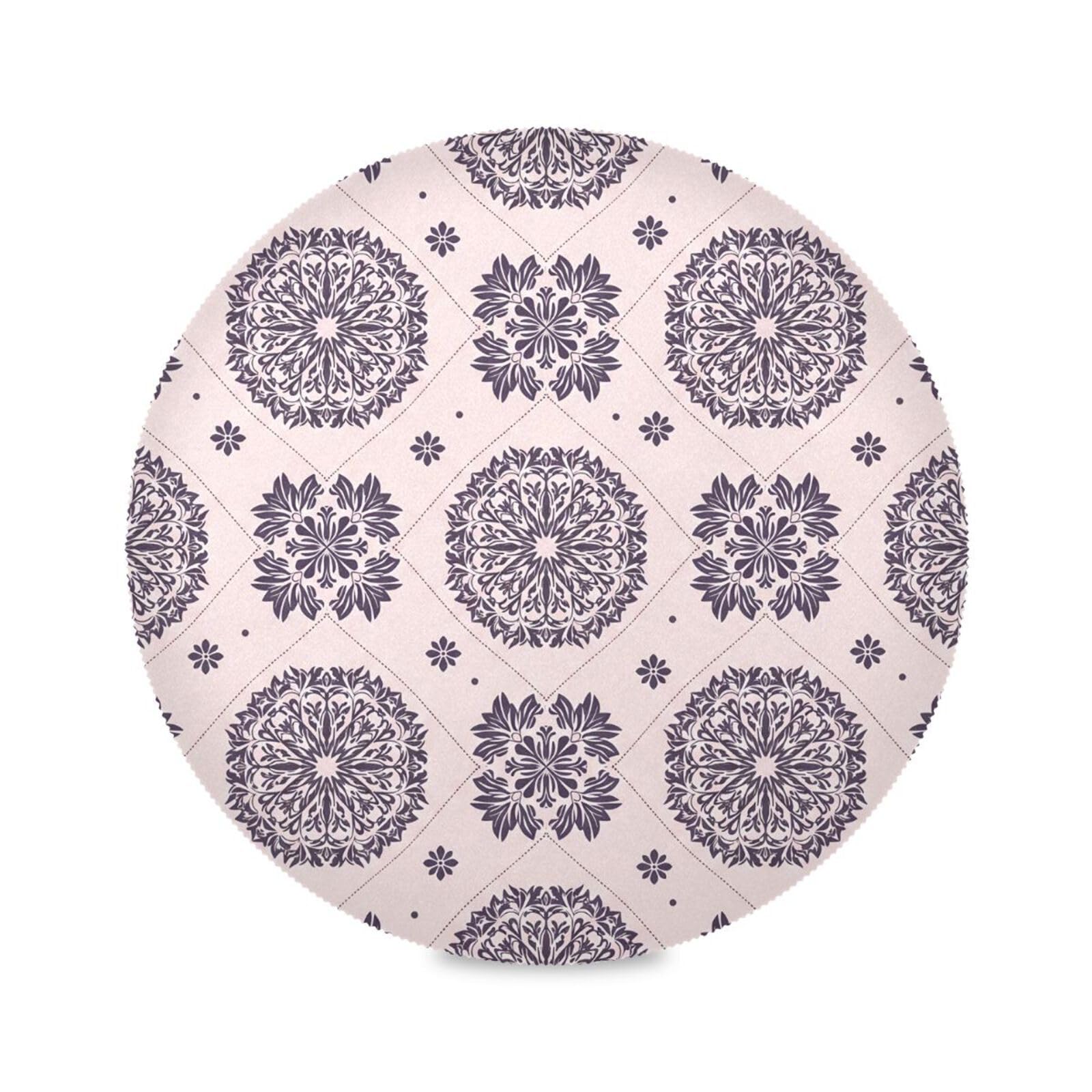 Cgiub 39x39 cm Round Placemats Set of 4 Mandala Tile Heat Resistant Non-Slip Place Mats Washable Decorative Table Mats for Kitchen Dining Table Holiday Party