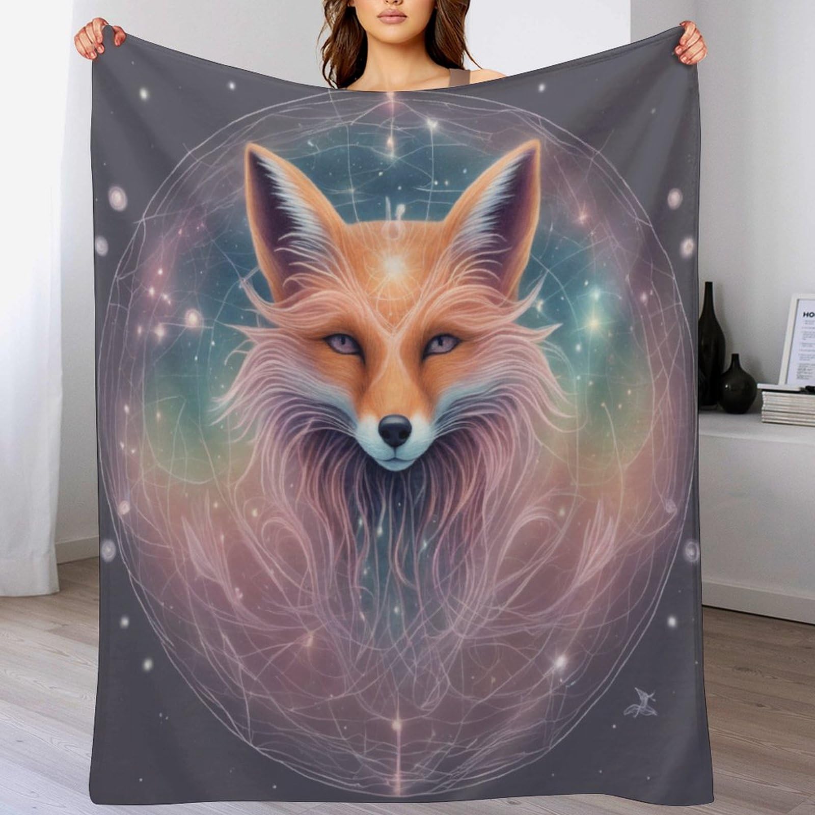 Couverture renard 3D polaire flannel légère couvre-lit plaid lit et canapé