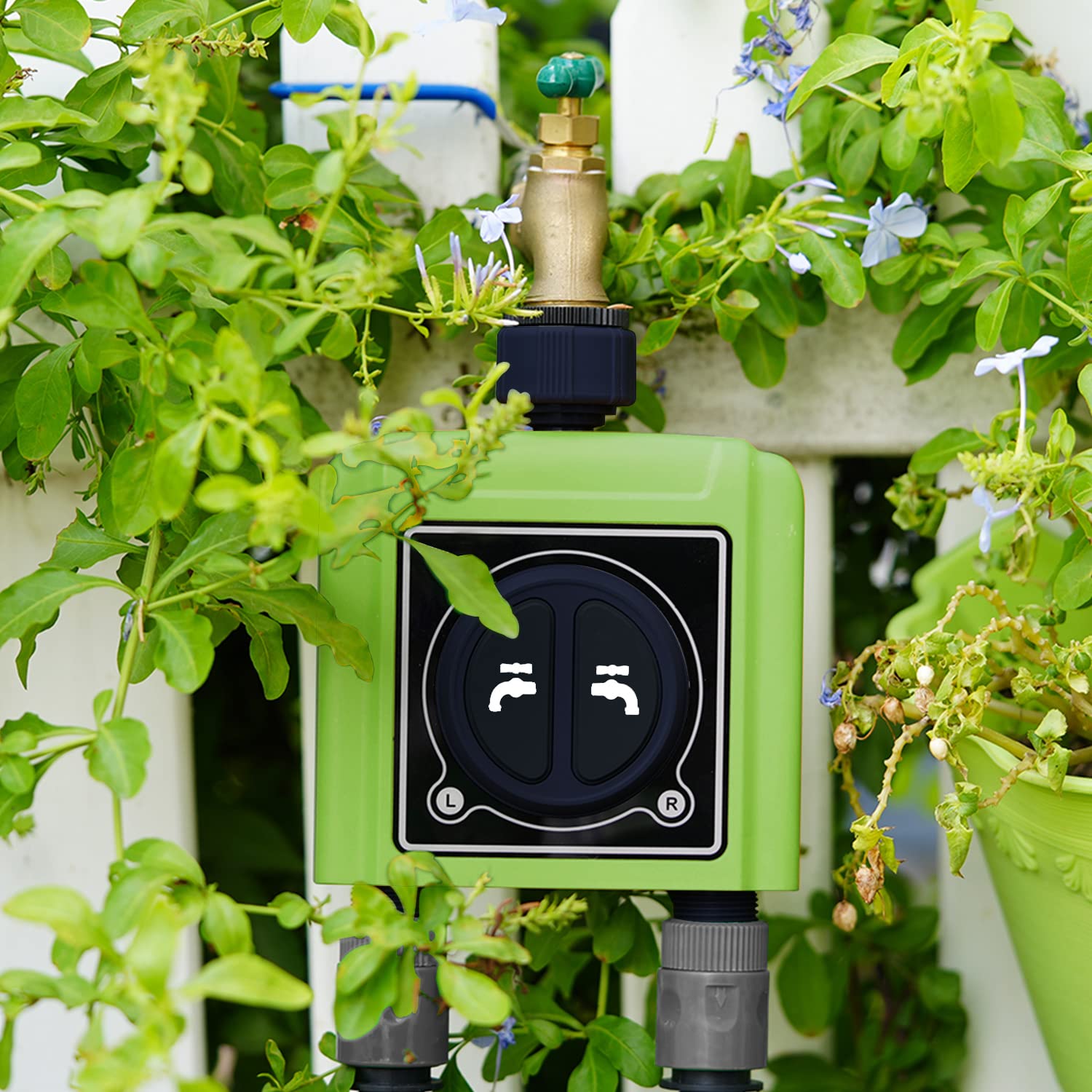 Smart Garden Bewässerungssystem mit zwei Anschlüssen, Zeitprofilerstellung & Bedienung per App – WLAN Bewässerungscomputer plant Bewässerung