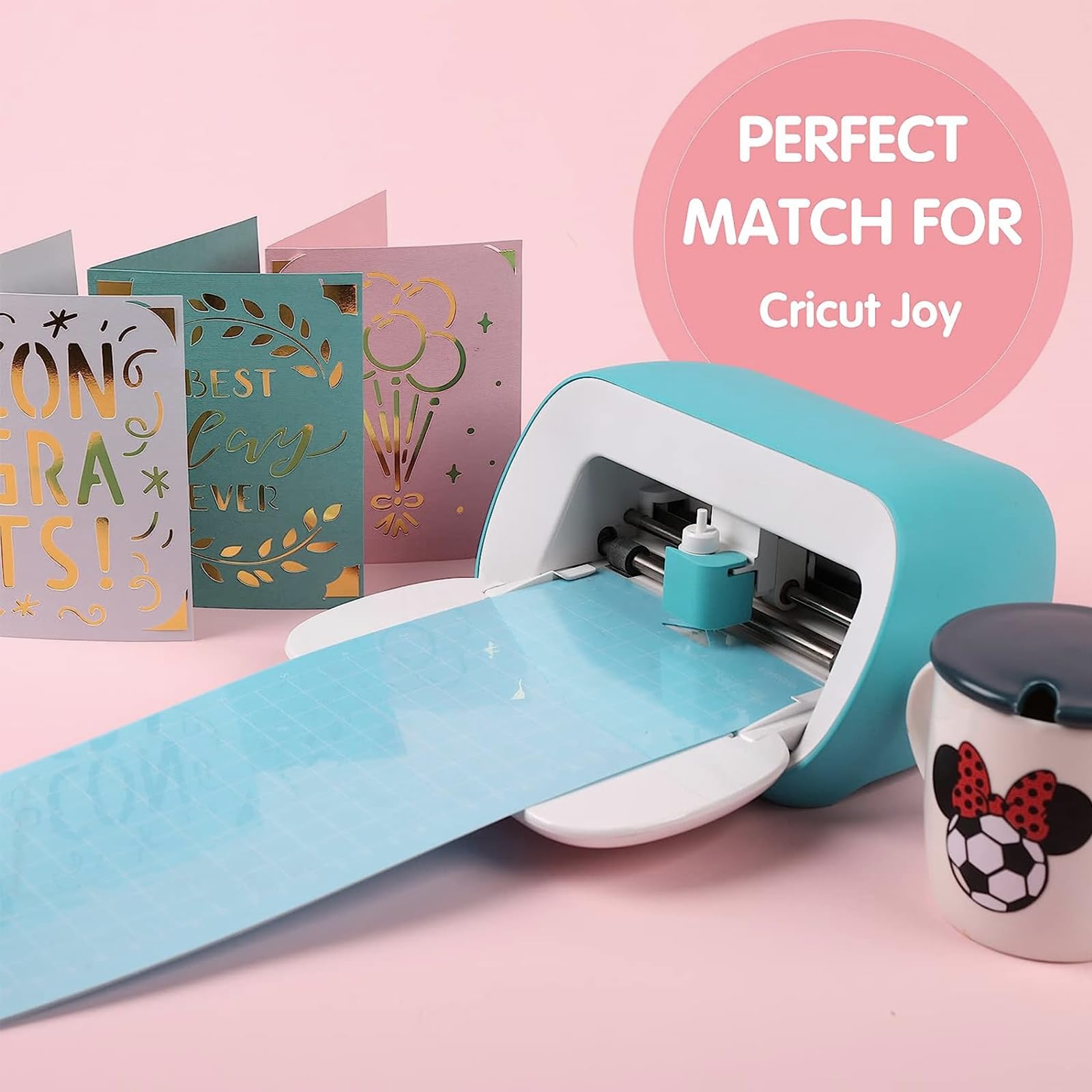 Accessoires Variety Grip snijmat voor Cricut Joy (4,5 x 12, 4,5 x 6,5, 6 stuks) met raster voor kaarten, papier, vinylfolie plotter snijden, premium lijm, flexibel en duurzaam