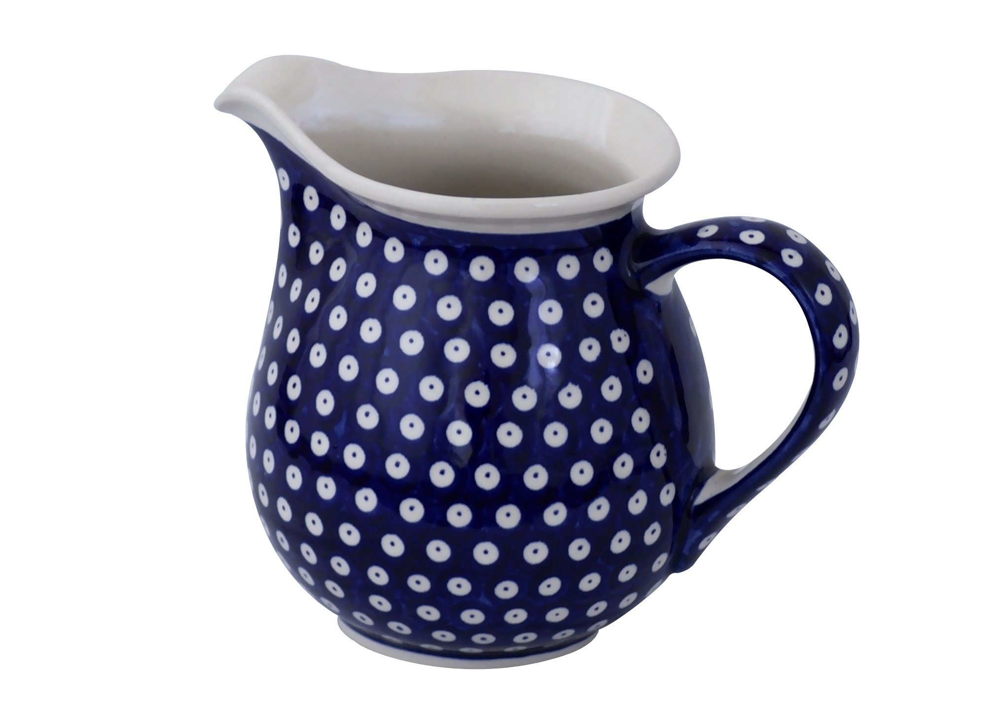 Pichet lait céramique Bunzlau 1,6 L - Carafe à jus artisanale de table Ø21.5 cm
