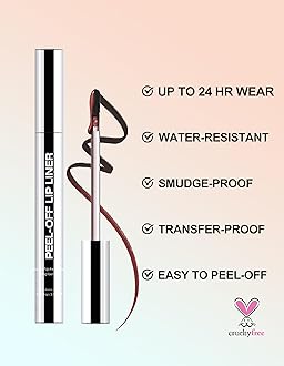Erinde 3PCS Peel Off Lip Liner Stain, Long Lasting Tattoo Lip Liner with Tweezer, Matte Finish Peel Off Lip Stain, Waterproof Transfer Proof, Non-Stick Cup Nude Lip Lipliner Stain