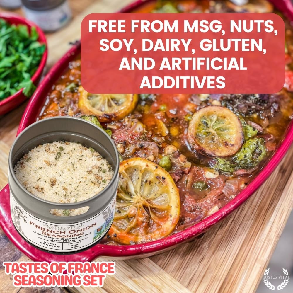 French Seasoning Gift Set | Tastes of France | Artisanal Spice Blends Six Pack | Non GMO, All Natural | No MSG, Gluten, Soy, Nuts | Small Batch, Hand Made Seasonings | No Artificial Ingredients, Ultra Premium | Made in USA | GLP-1 Friendly | Magnetic...