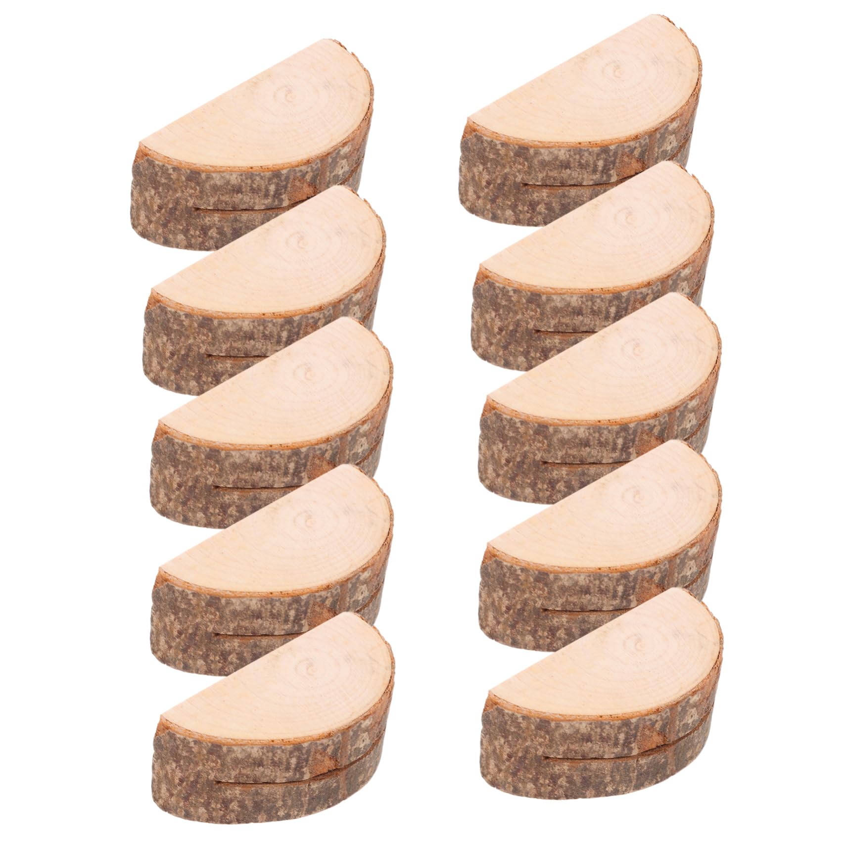 Veemoon 10pcs Photo Holders Wood Bark Ornaments Table Sign Holders for Wedding Banquet Party