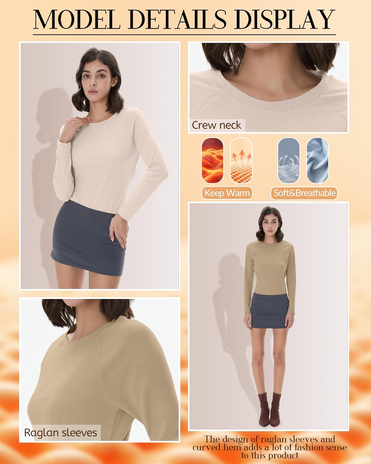 4 Pack Women's Thermal Shirts Long Sleeve Undershirt Tops Raglan Sleeve Fleece Warm Winter Base Layer - Image 4